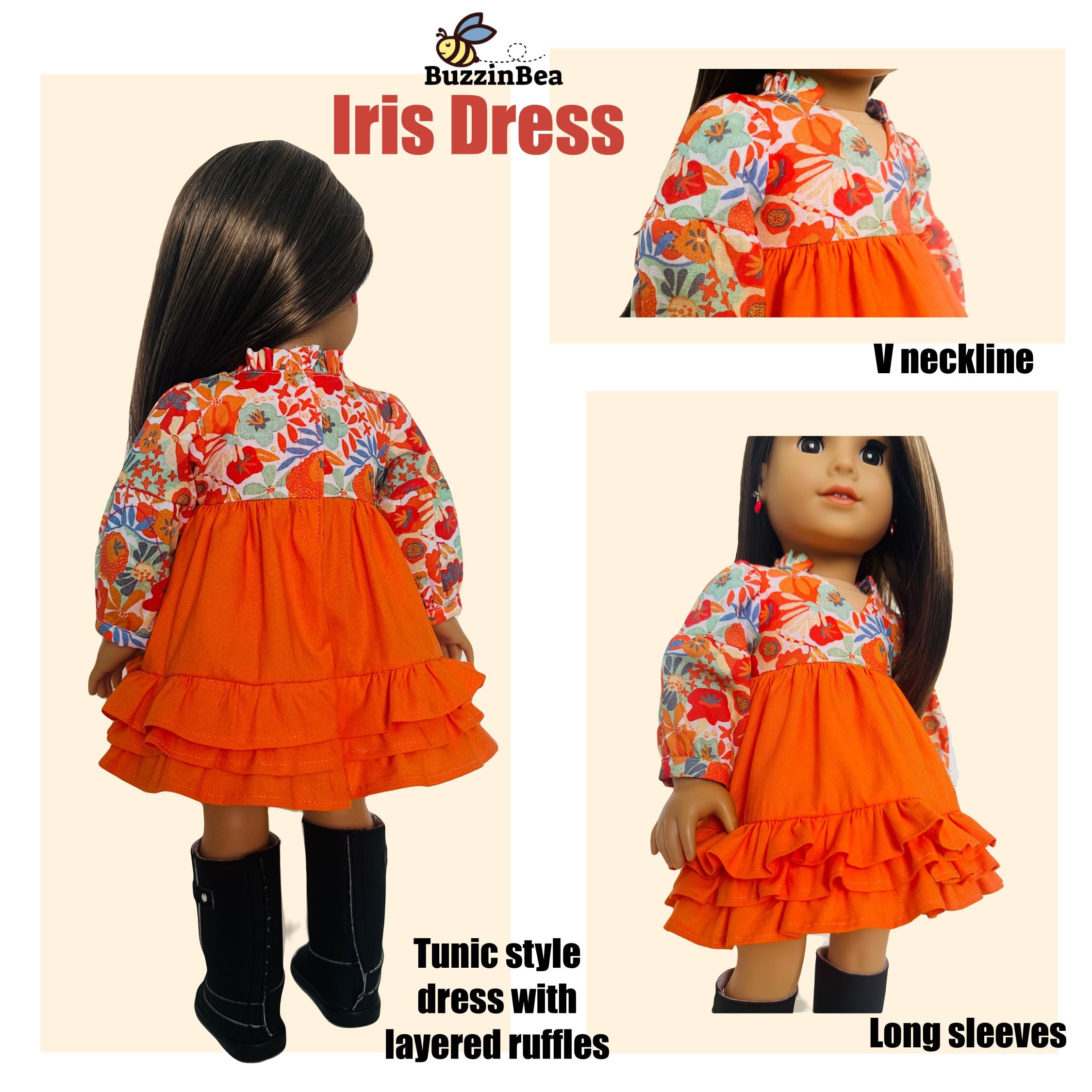 Tiered Dress for 18-inch Dolls PDF Sewing Pattern – BuzzinBea Doll Sewing  Patterns