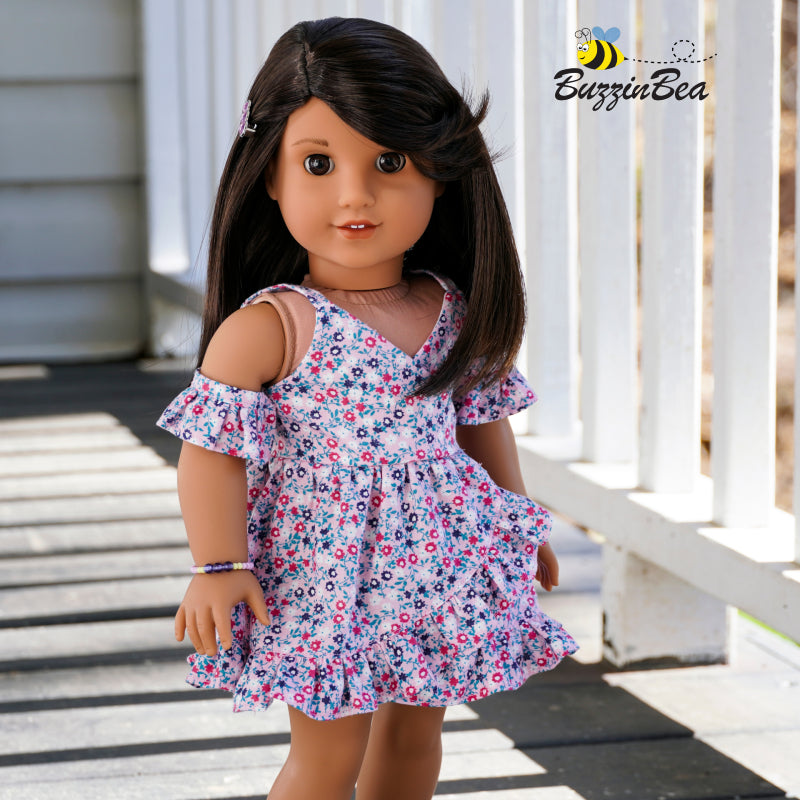 Chrysanthemum Dress - A Cold Shoulder Dress 18 inch Doll Clothes Pattern