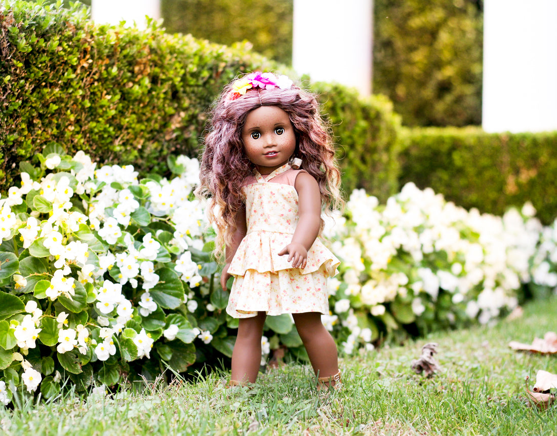 How to Sew Tiered Dress for American Girl Dolls - 18 inch doll clothes patterns