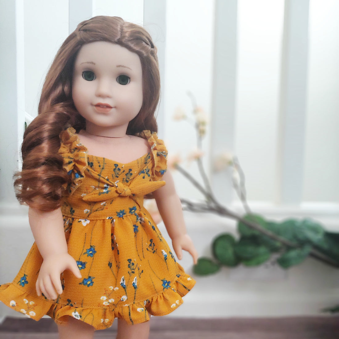 Marguerite Dress - A Tie Front Dress 18 inch Doll Clothes Pattern