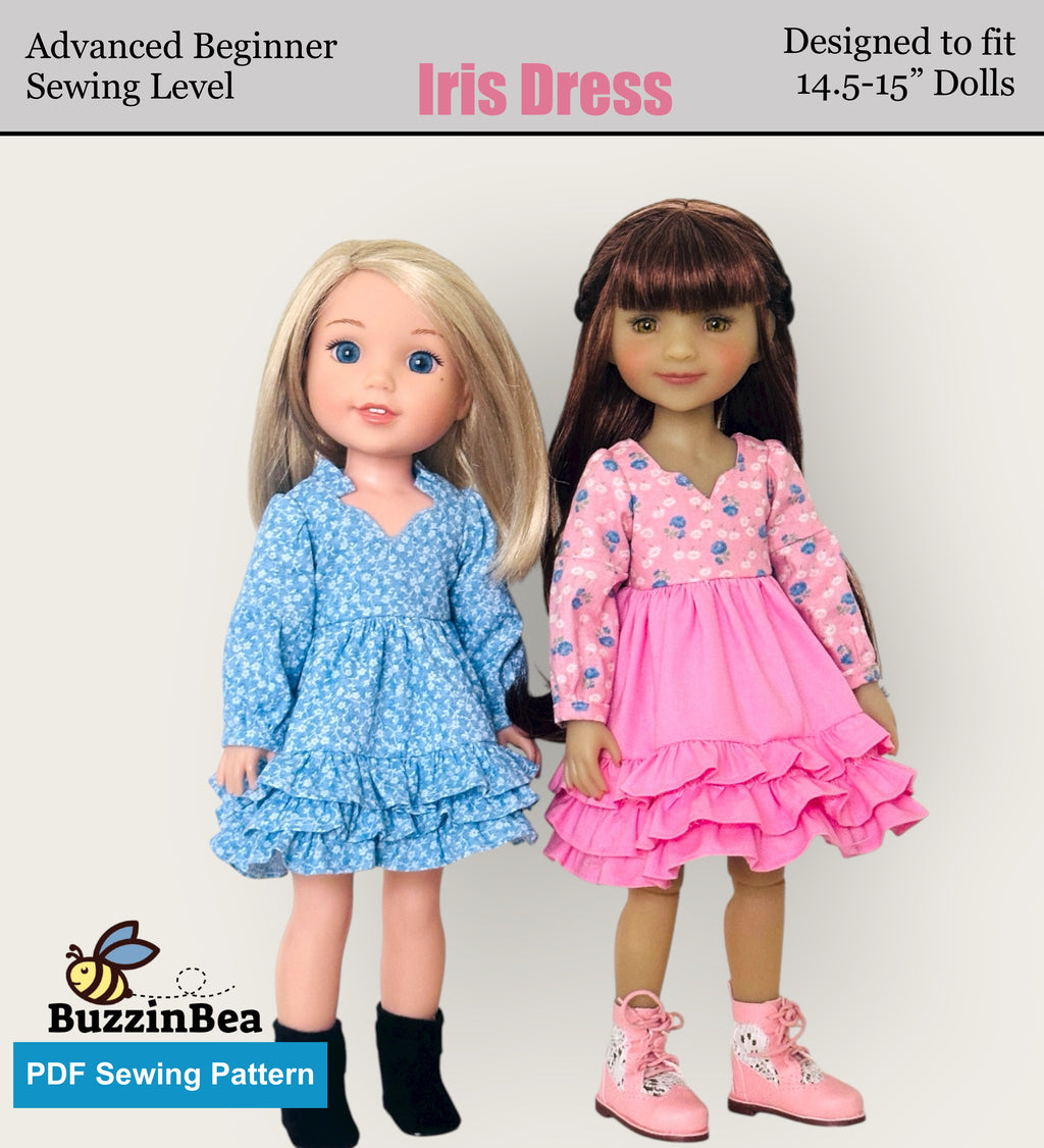 Iris Dress for 14-15-inch Dolls PDF Sewing Pattern