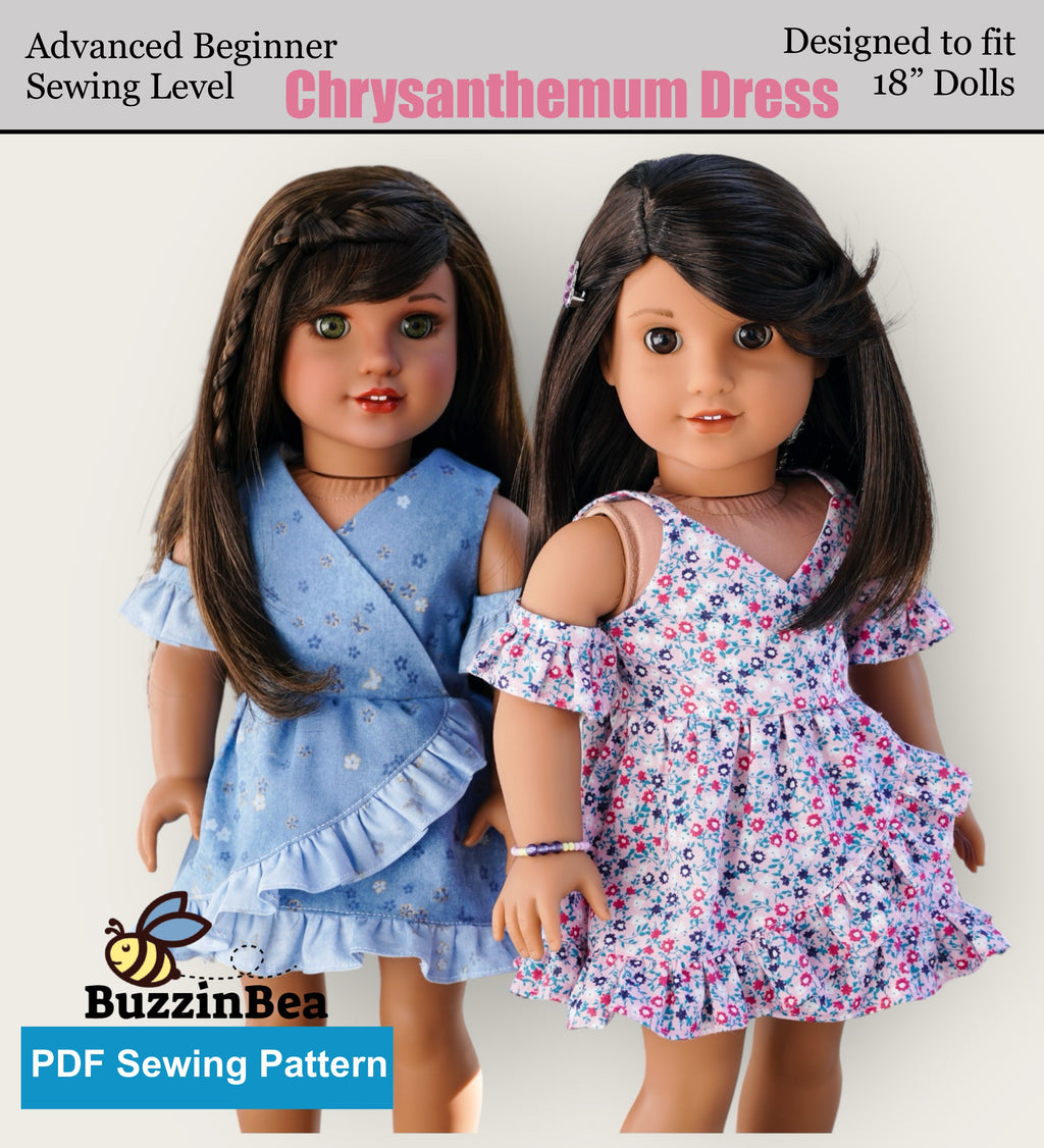 Chrysanthemum dress 18-inch Doll Clothes PDF sewing pattern