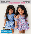 Chrysanthemum dress 18-inch Doll Clothes PDF sewing pattern