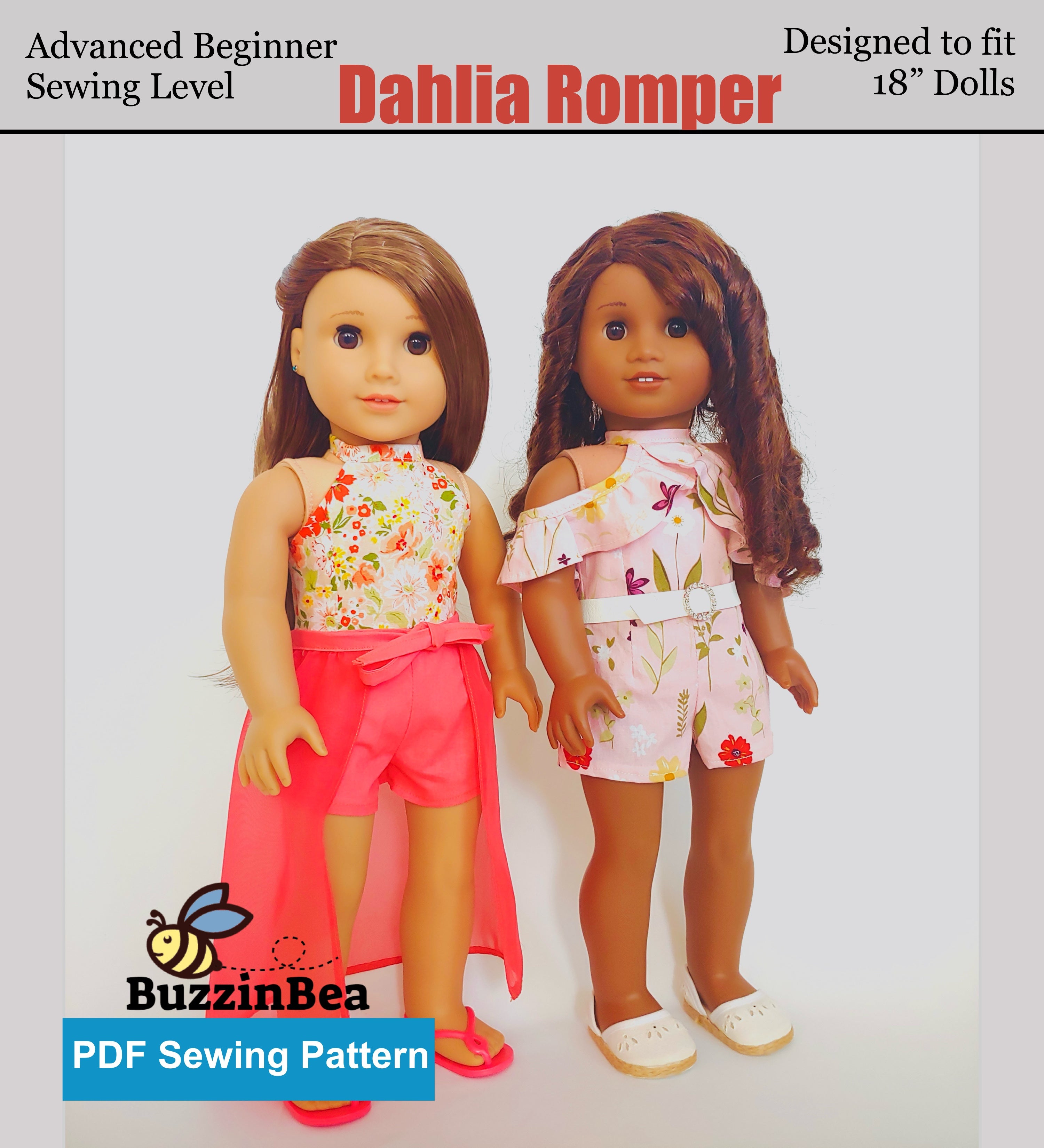 Dahlia Romper 18-inch Doll Clothes PDF Sewing Pattern