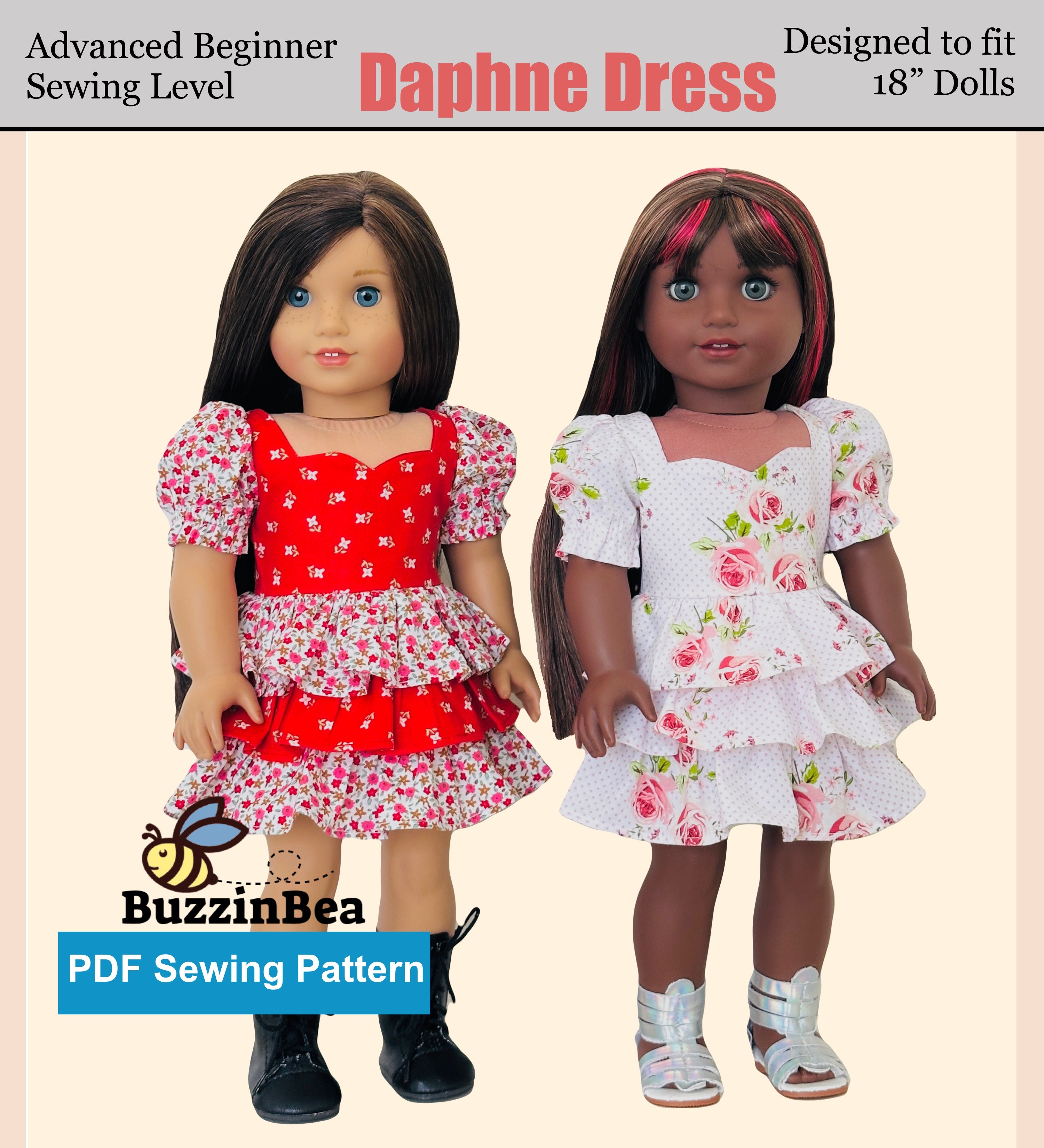 Daphne Dress for 18-inch Dolls PDF Sewing Pattern