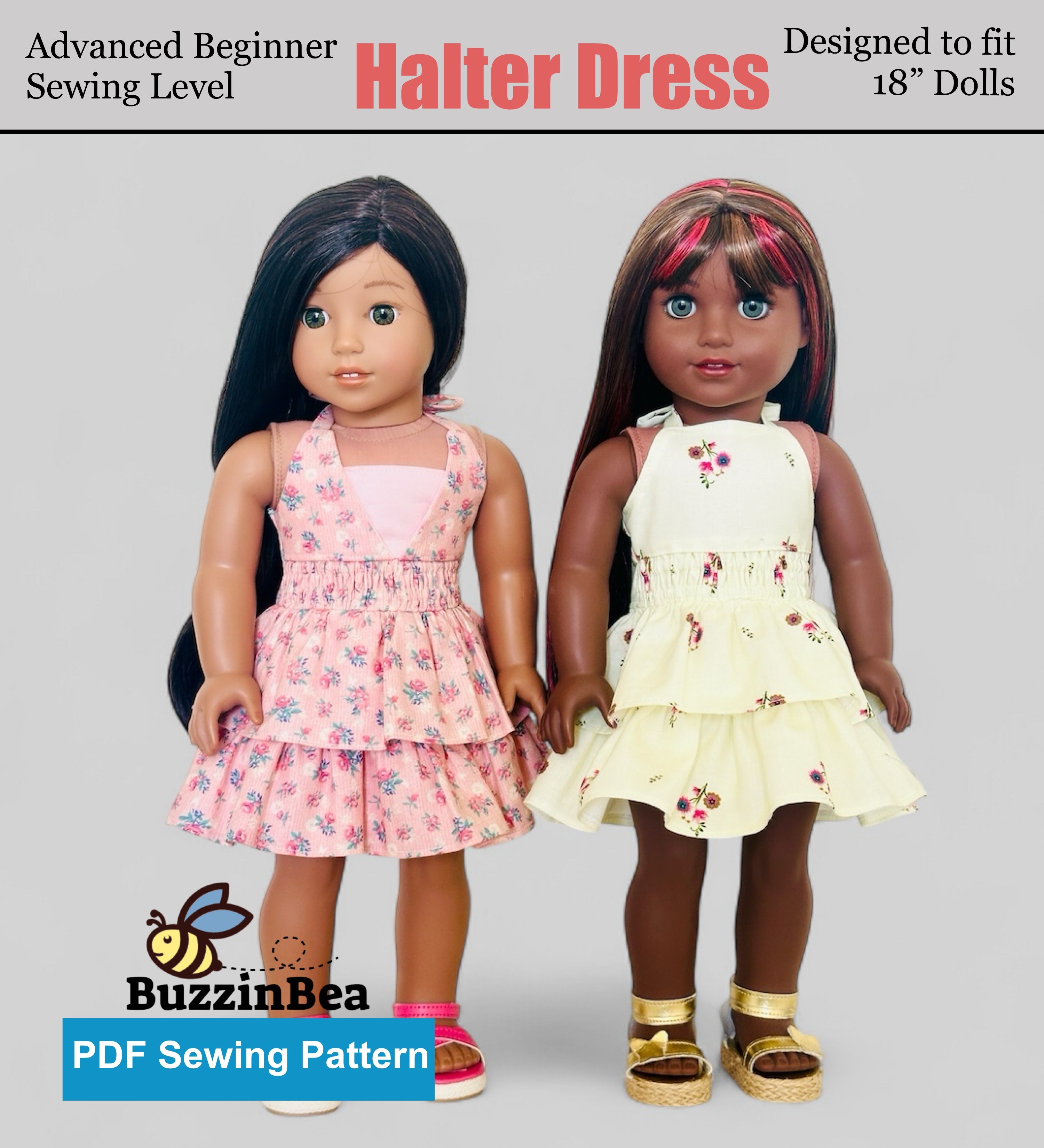 Halter Dress for 18-inch Dolls PDF Sewing Pattern