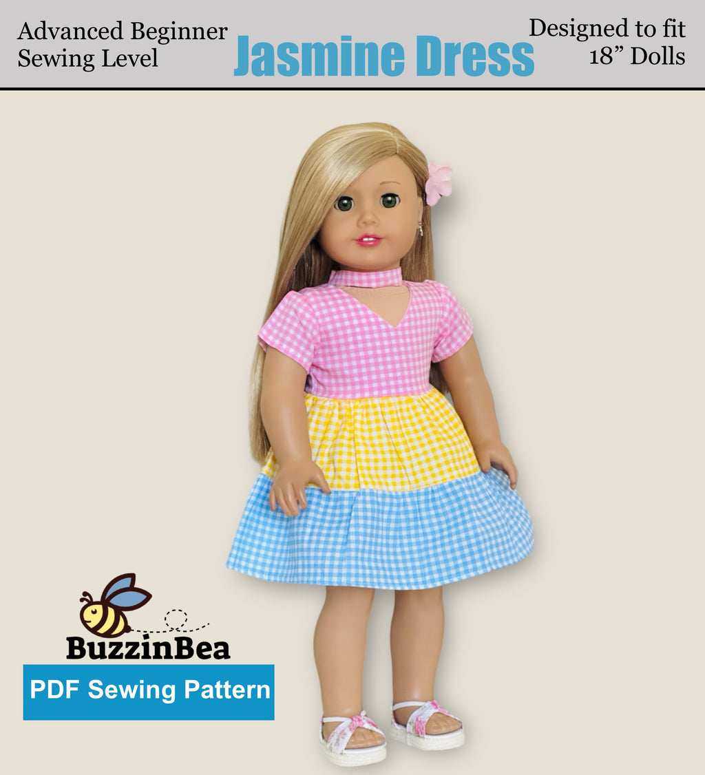 Jasmine Dress 18-inch Doll Clothes PDF Sewing Pattern