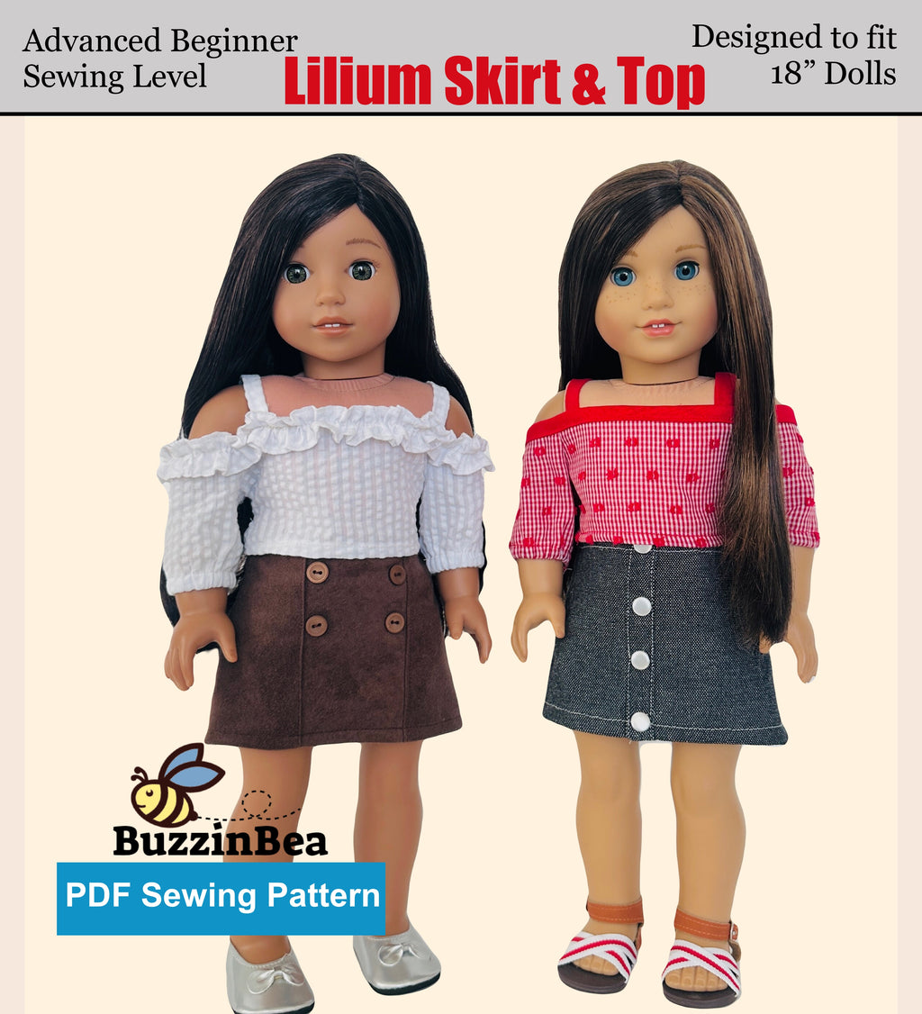 Lilium Skirt and Top for 18-inch Dolls PDF Sewing Pattern