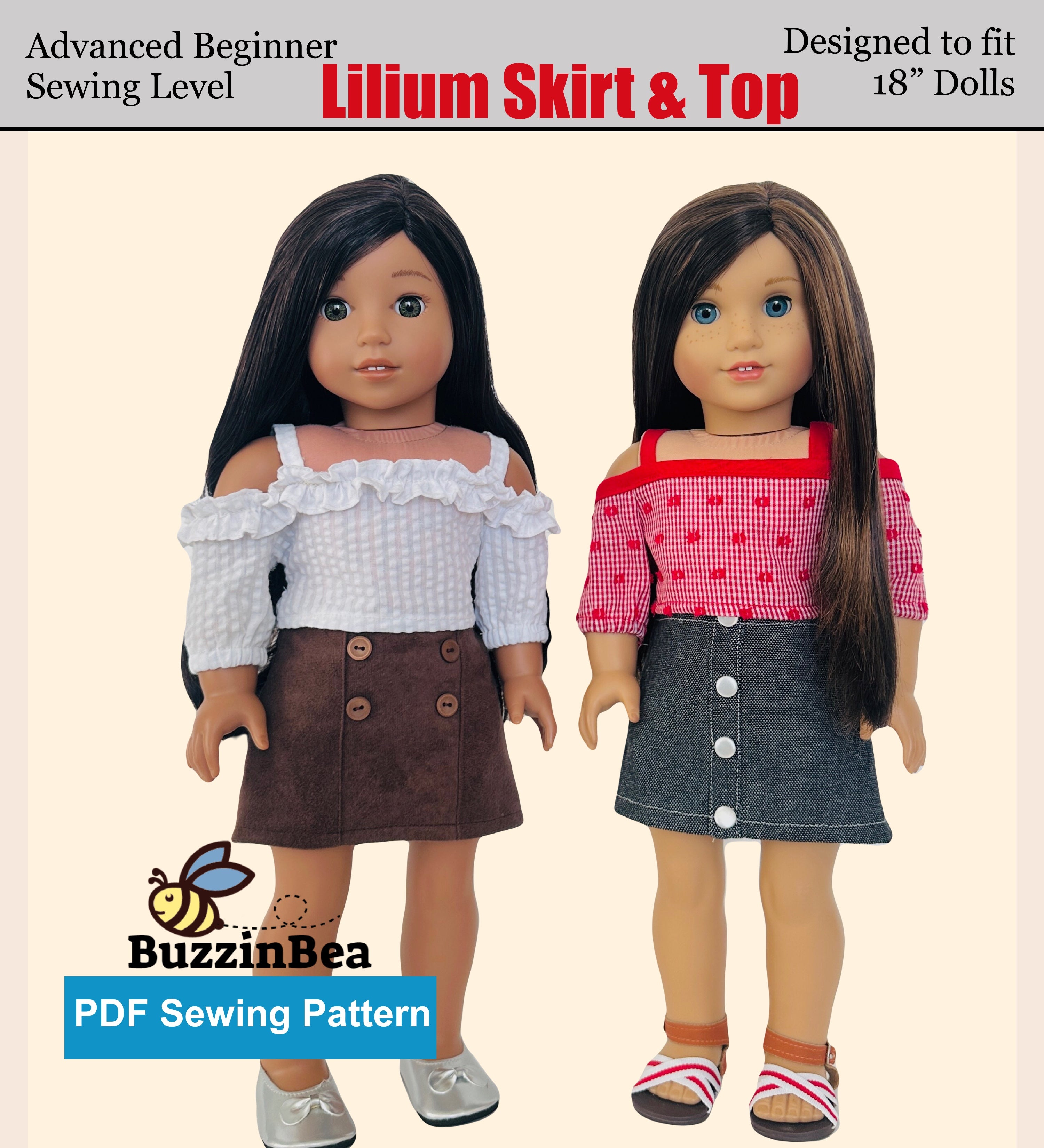 Lilium Skirt and Top for 18-inch Dolls PDF Sewing Pattern