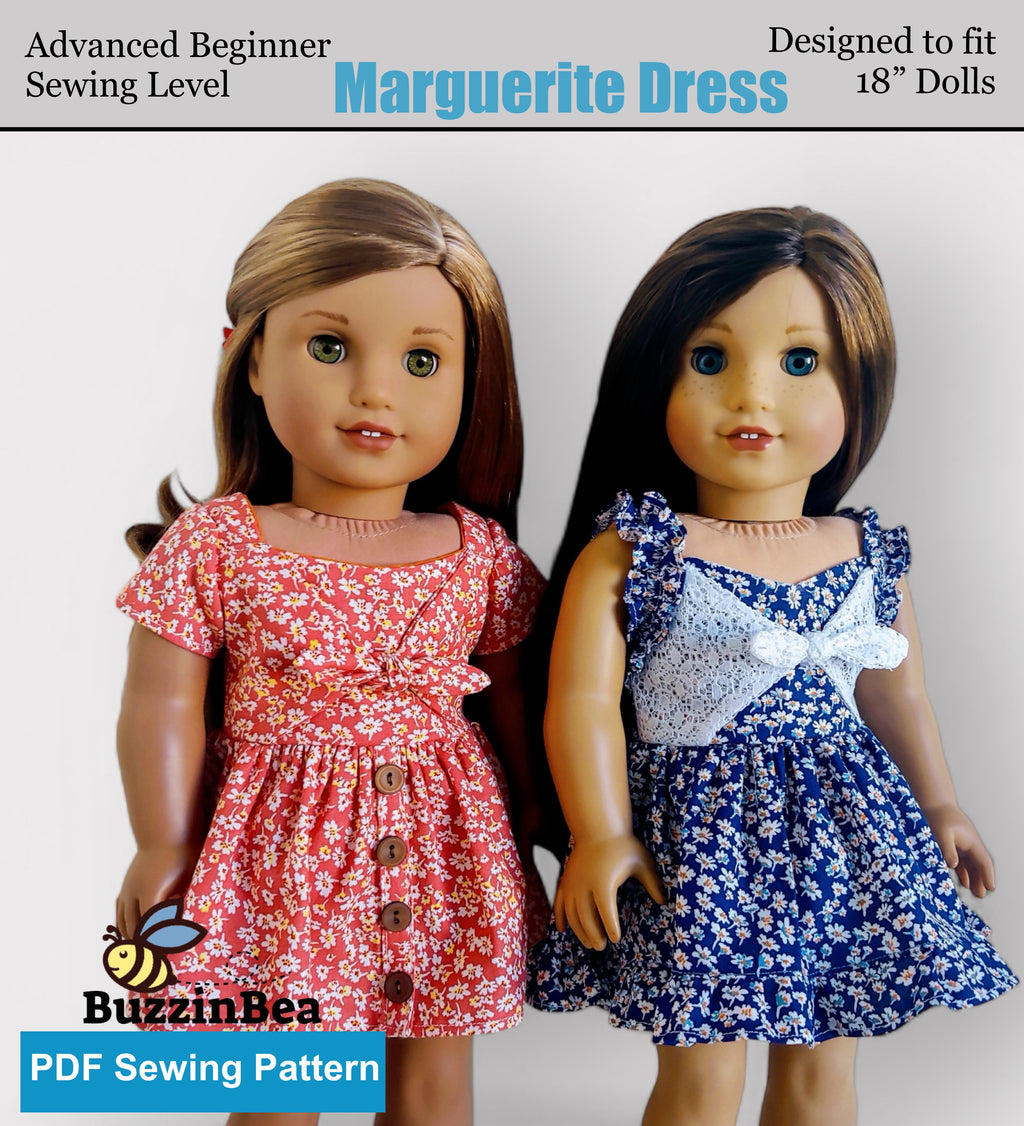 Marguerite Dress 18-inch Doll Clothes PDF Sewing Pattern