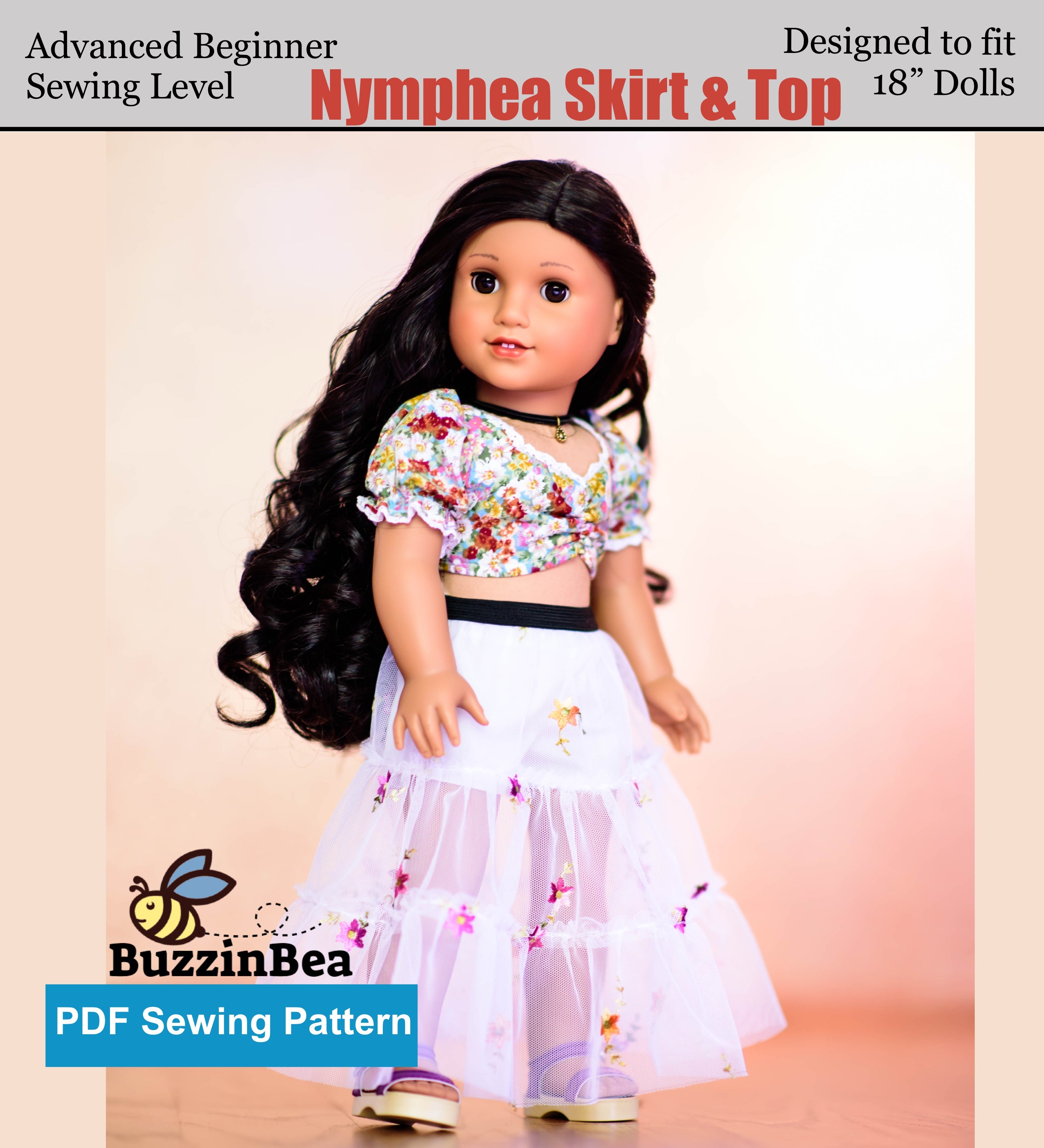 Nymphea Skirt & Top Set 18-inch Doll Clothes PDF Sewing Pattern