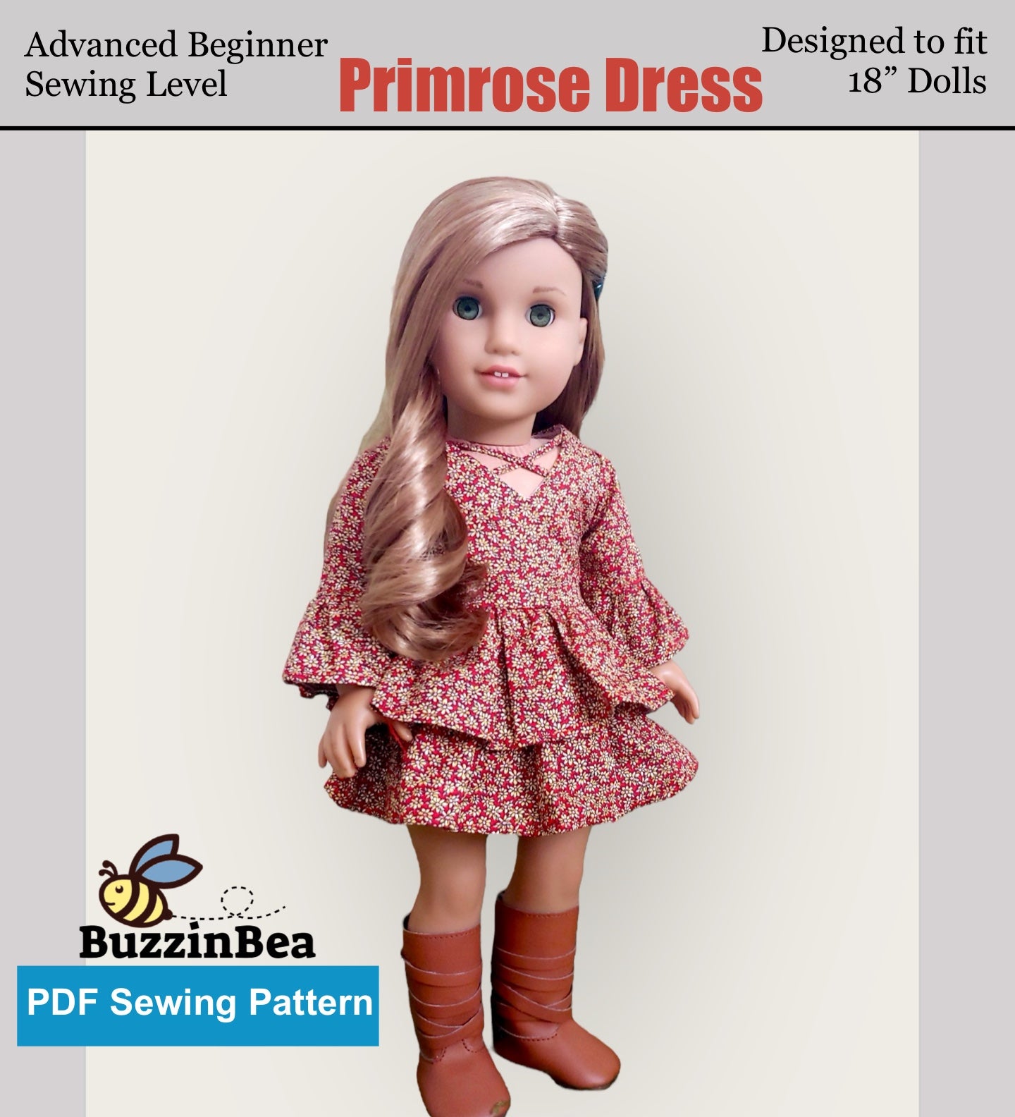 Primrose Dress 18-inch Doll Clothes PDF Sewing Pattern