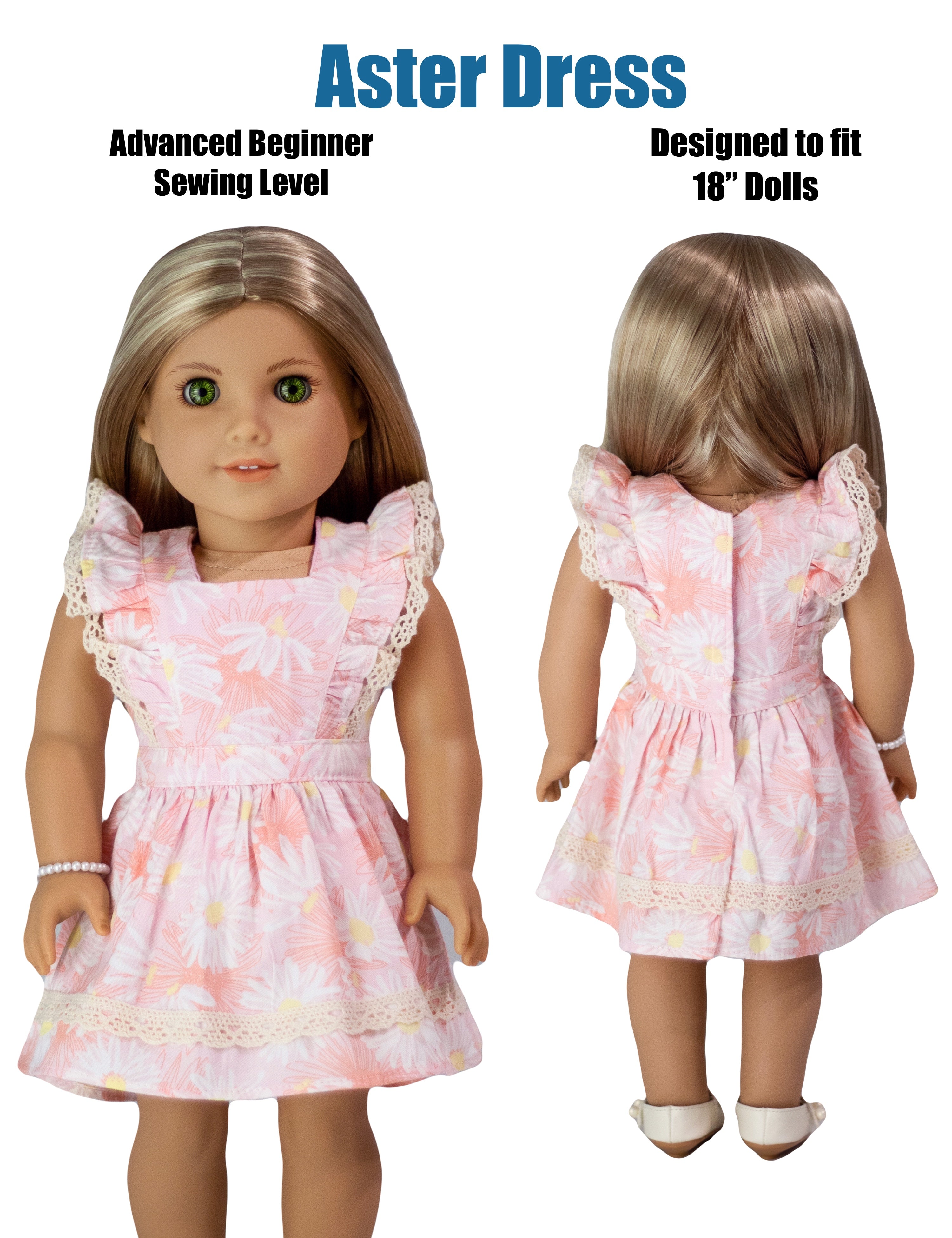 Aster dress 18-inch Doll Clothes PDF sewing pattern