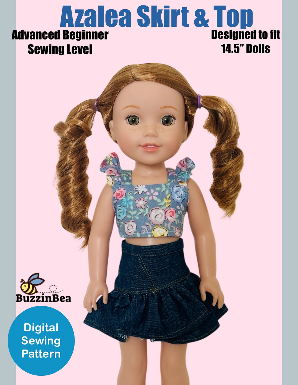 Azalea Skirt and Top for 14.5-inch Dolls PDF Sewing Pattern