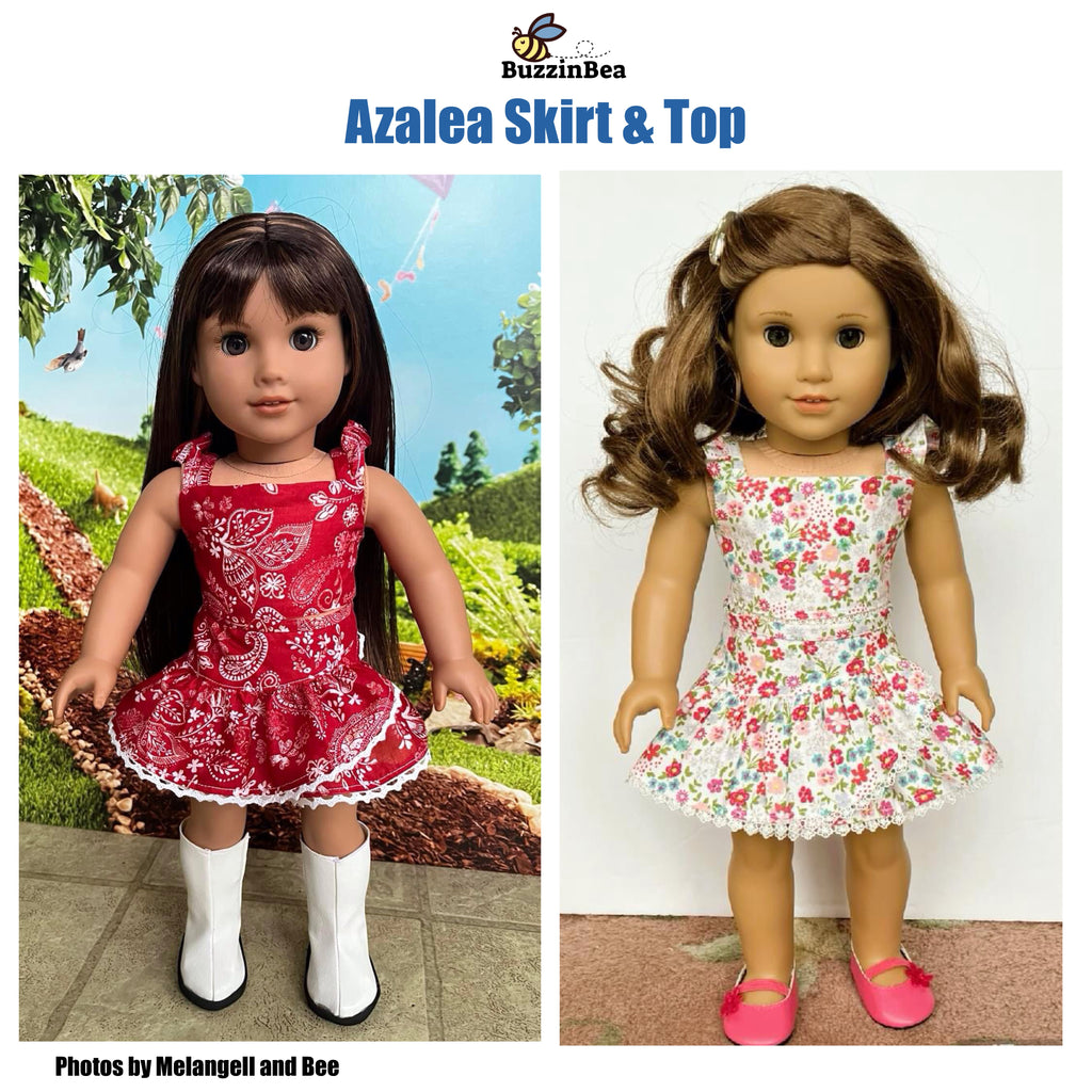 Azalea Skirt and Top 18-inch doll clothes PDF sewing pattern