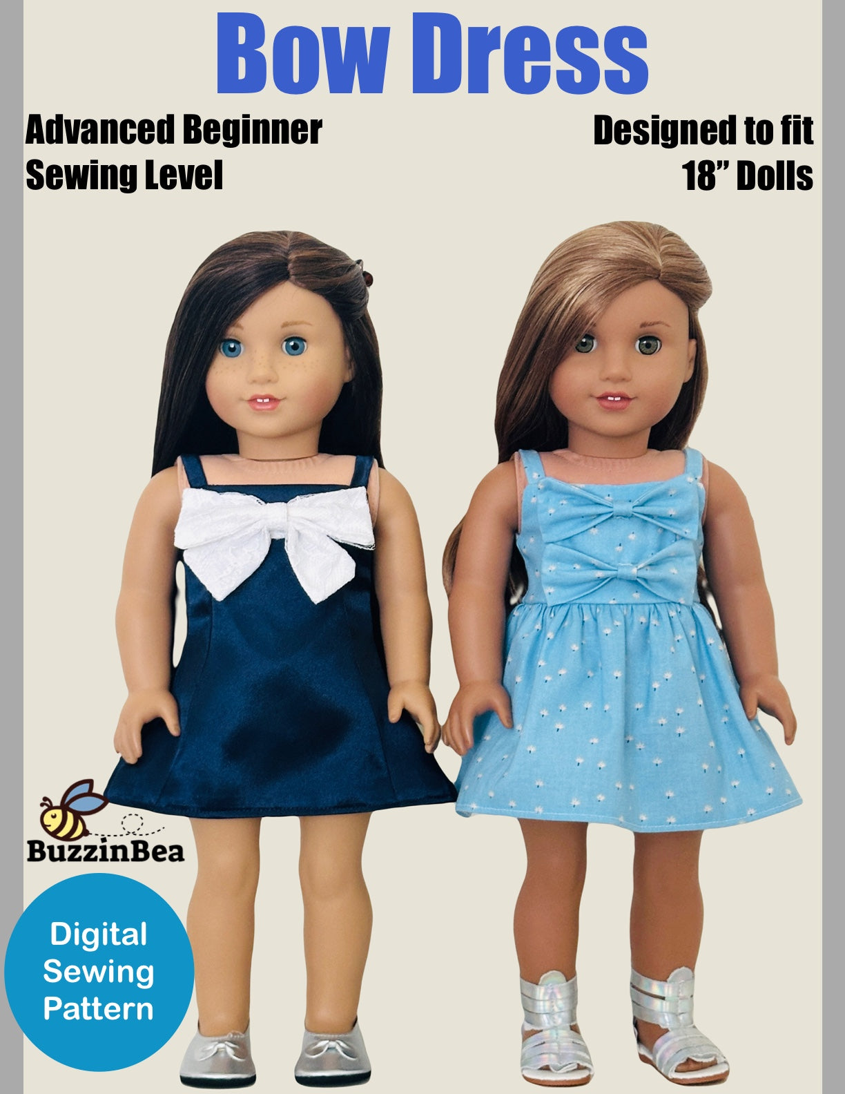 Bow Dress for 18-inch Dolls PDF Sewing Pattern