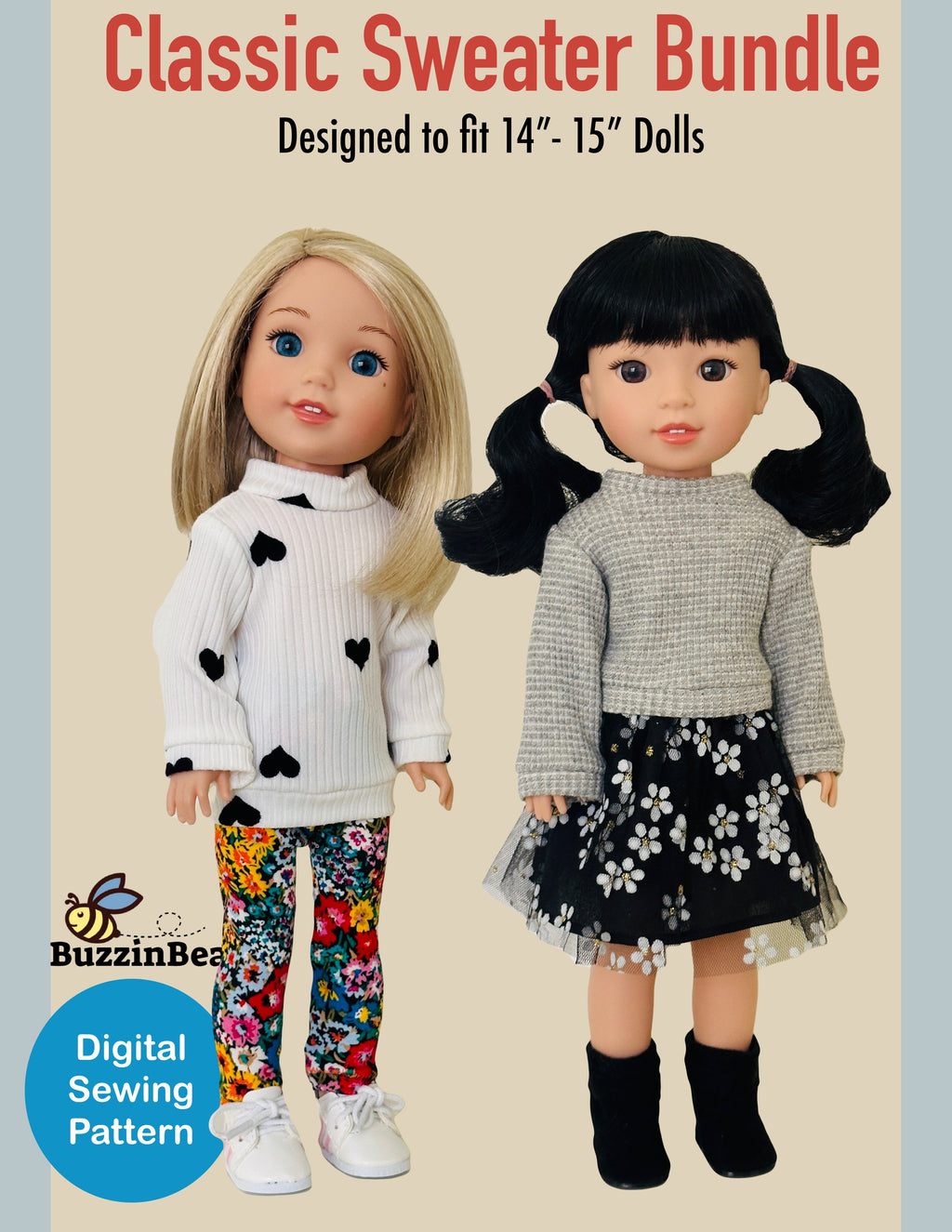 Chic Sweater Bundle for  14-15-inch Dolls Digital PDF Sewing Pattern