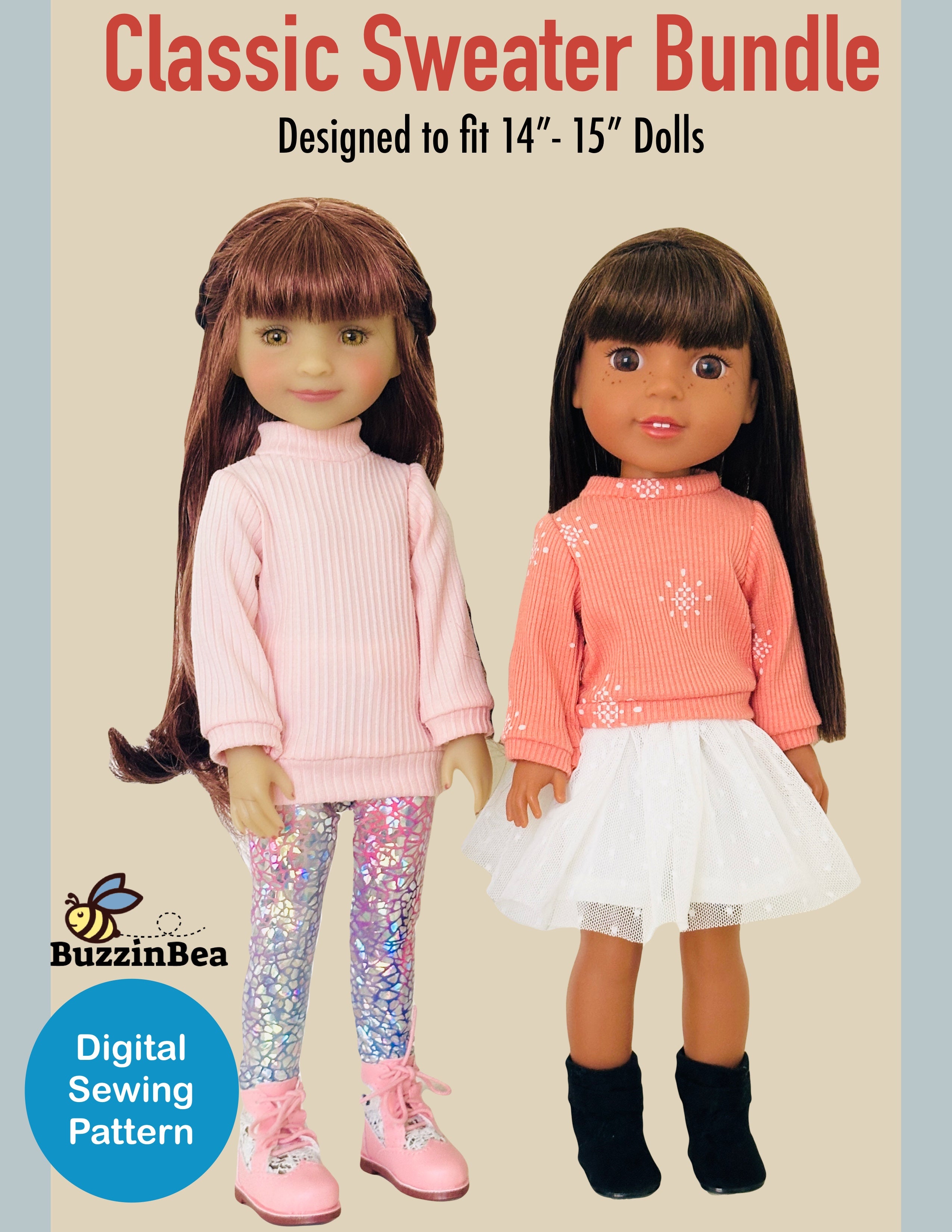 Chic Sweater Bundle for  14-15-inch Dolls Digital PDF Sewing Pattern