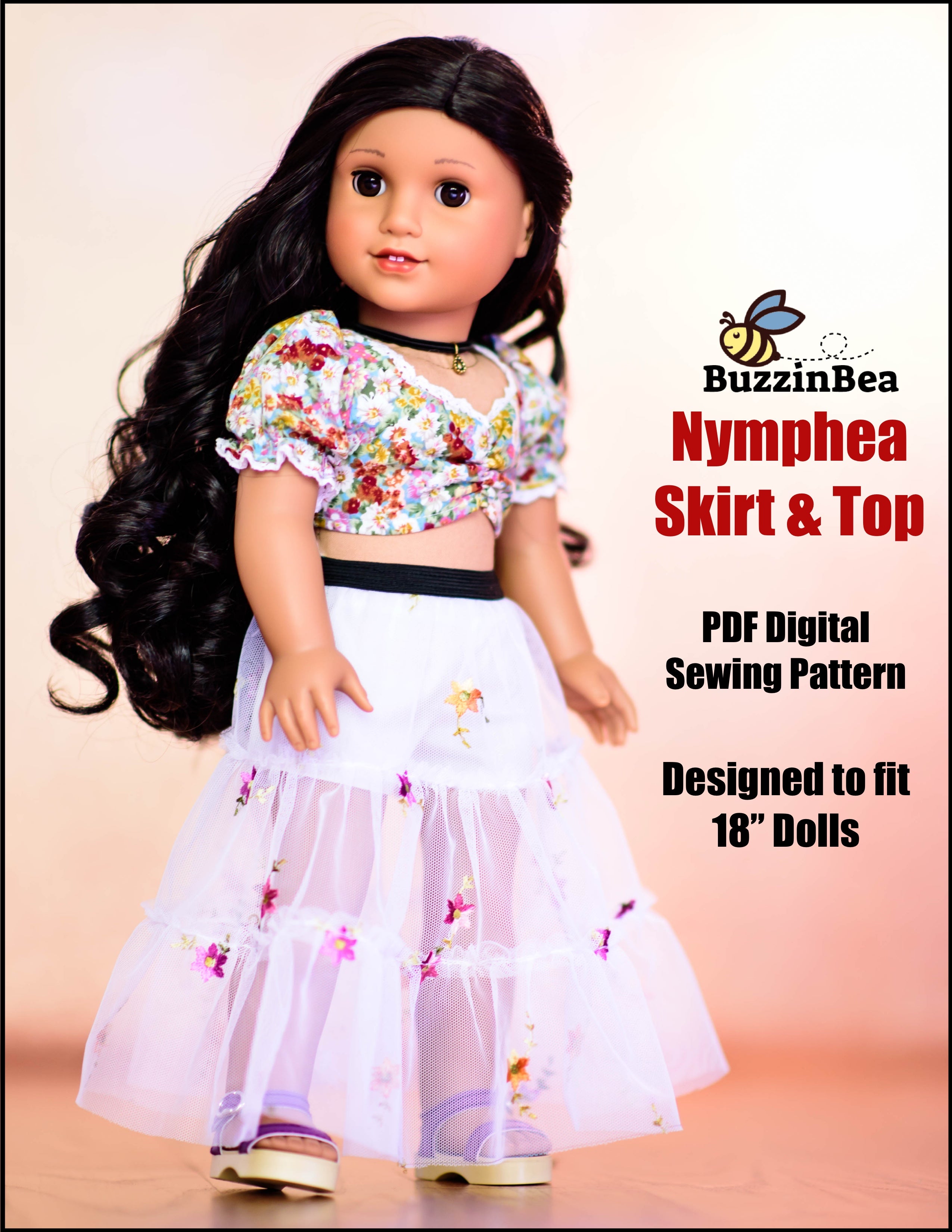 Nymphea Skirt & Top Set 18-inch Doll Clothes PDF Sewing Pattern