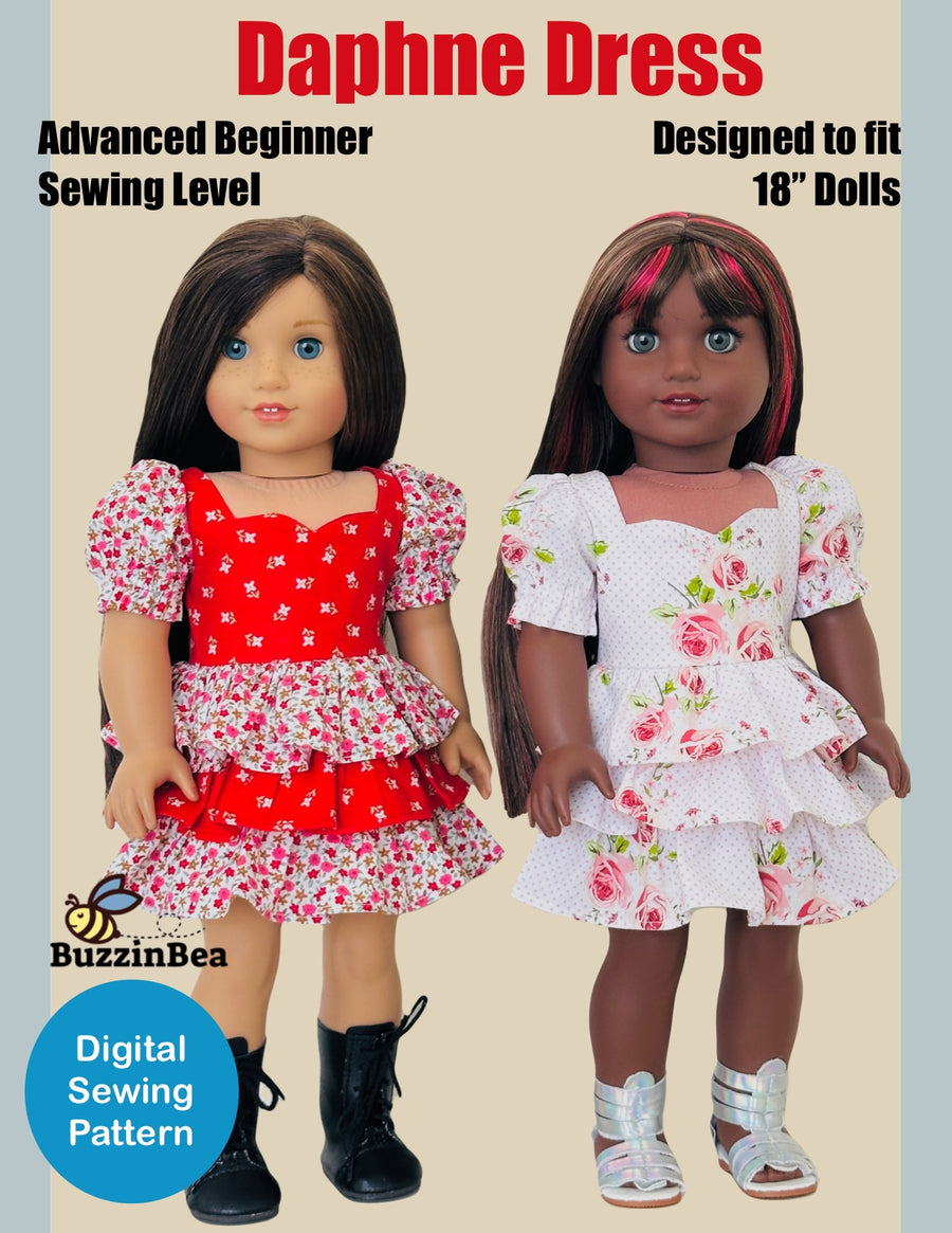 Daphne Dress for 18-inch Dolls PDF Sewing Pattern