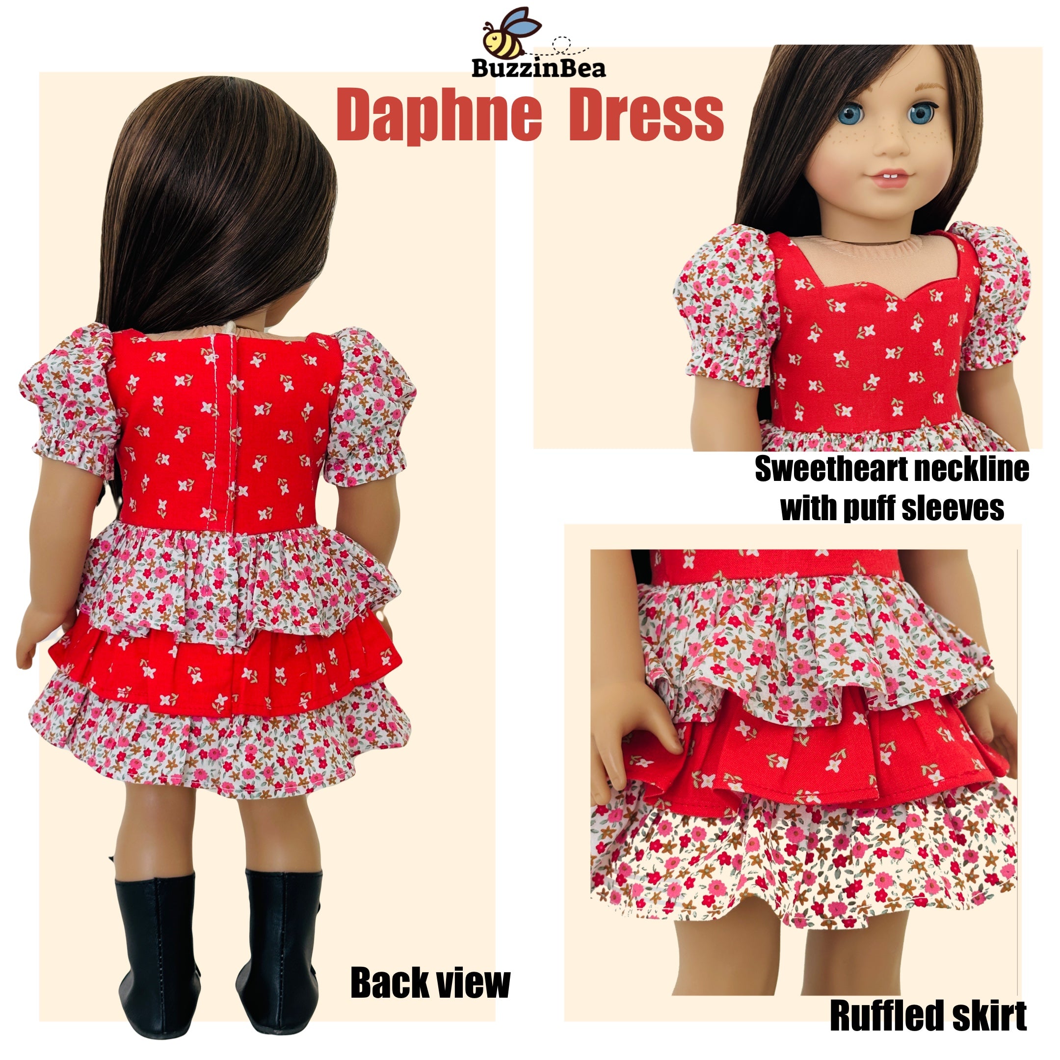 Daphne Dress for 18-inch Dolls PDF Sewing Pattern – BuzzinBea Doll ...