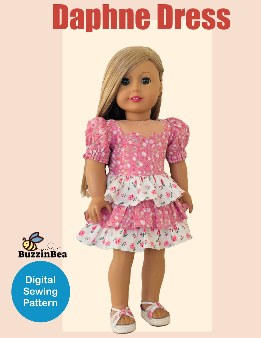 Daphne Dress for 18-inch Dolls PDF Sewing Pattern