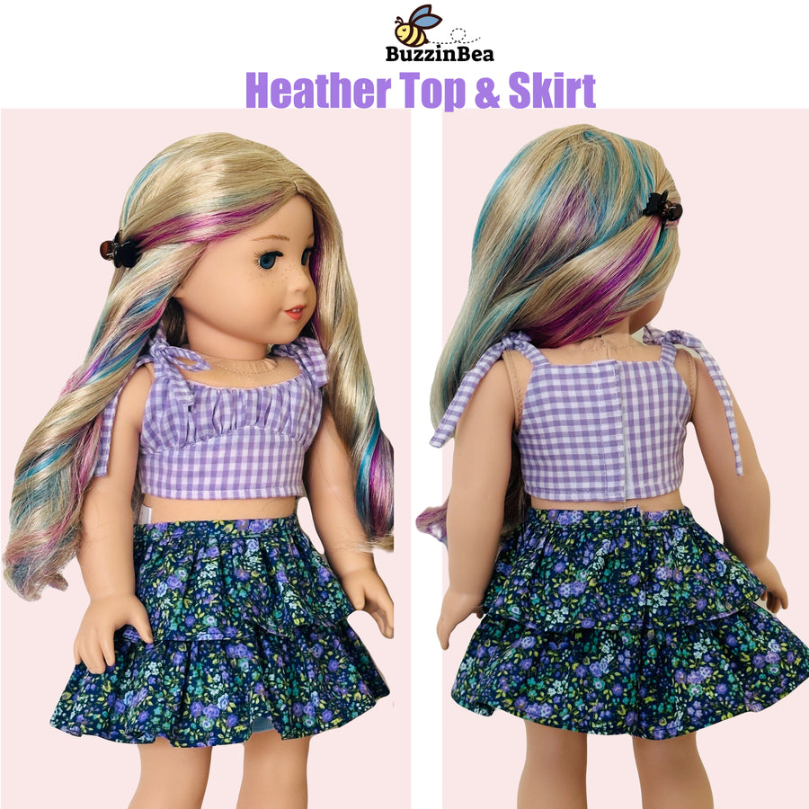 Heather Skirt and Top 18-inch doll clothes PDF sewing pattern