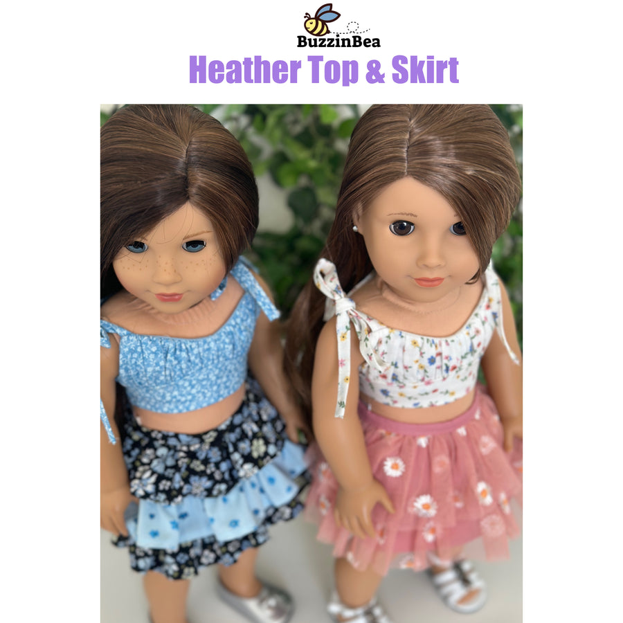 Heather Skirt and Top 18-inch doll clothes PDF sewing pattern