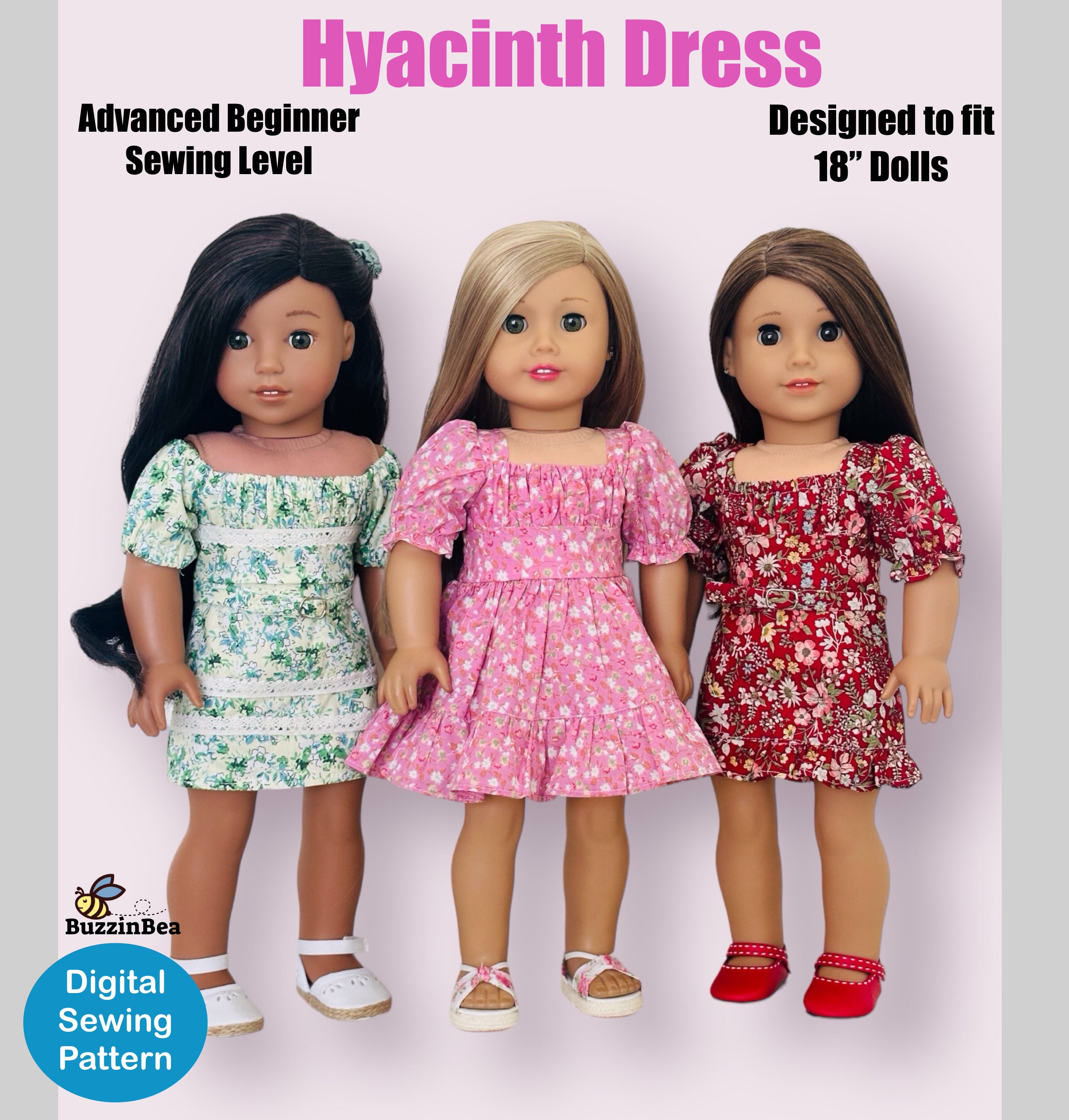 Hyacinth Dress 18-inch Doll Clothes PDF Sewing Pattern