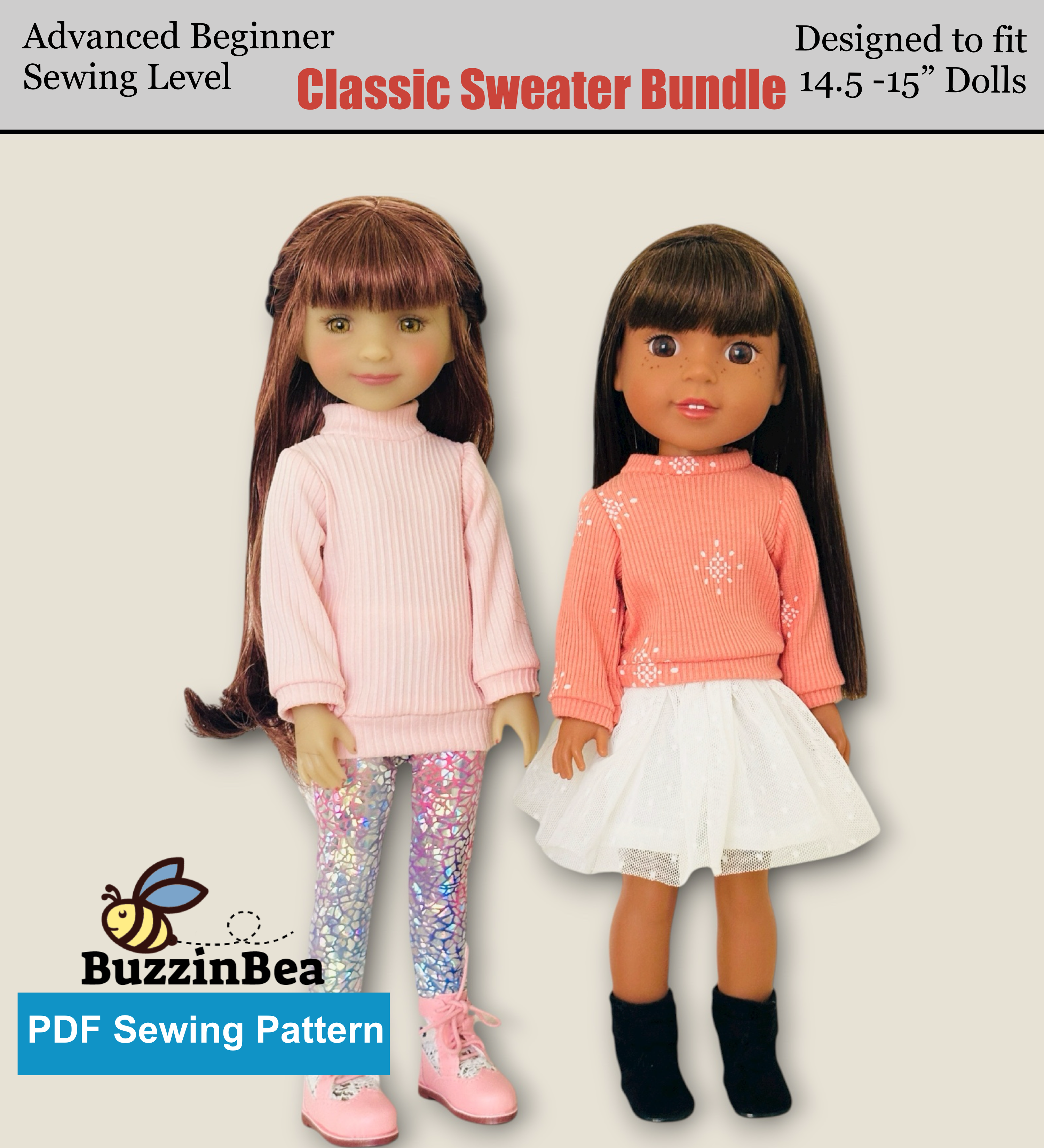 Chic Sweater Bundle for  14-15-inch Dolls Digital PDF Sewing Pattern