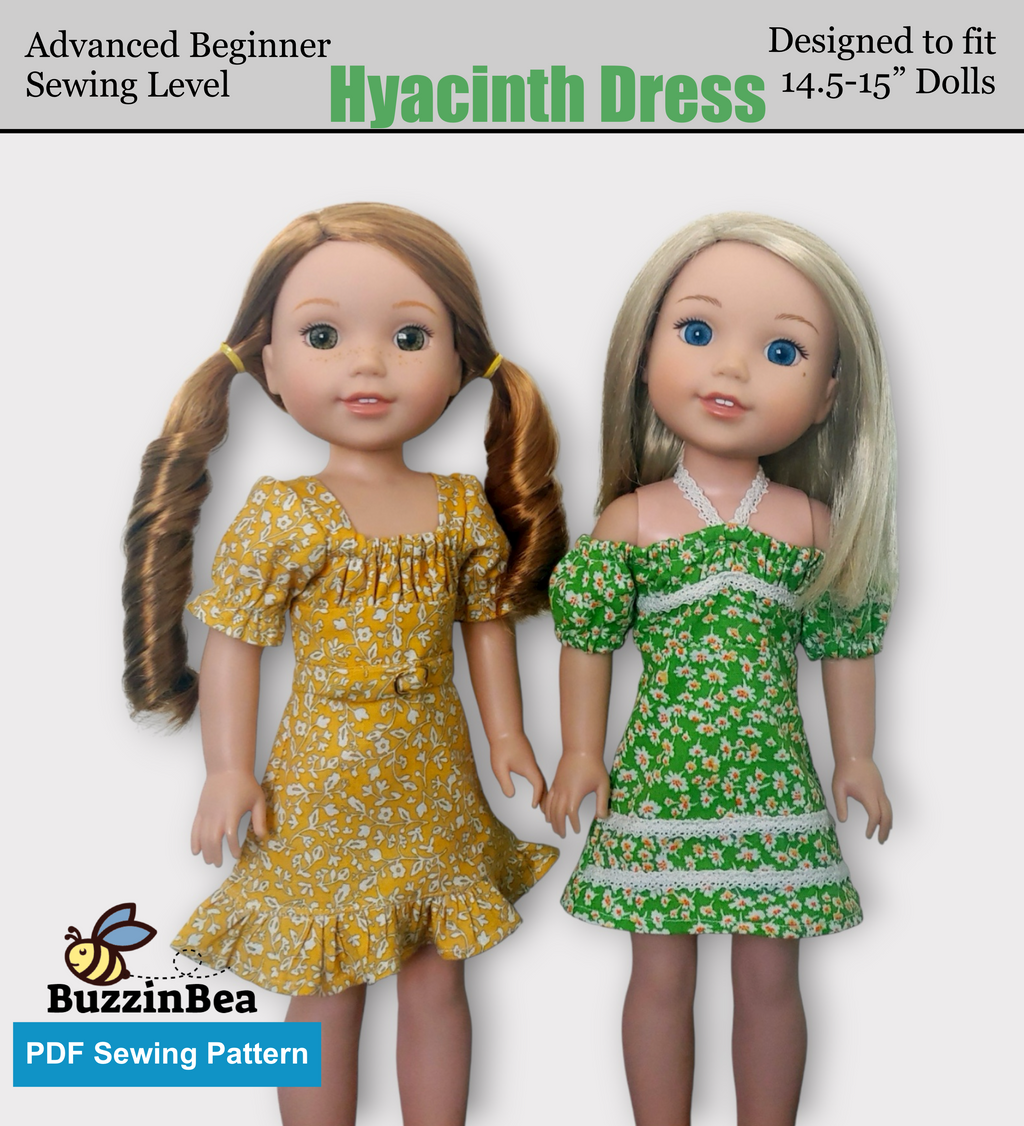 Hyacinth dress 14-inch doll clothes PDF sewing pattern