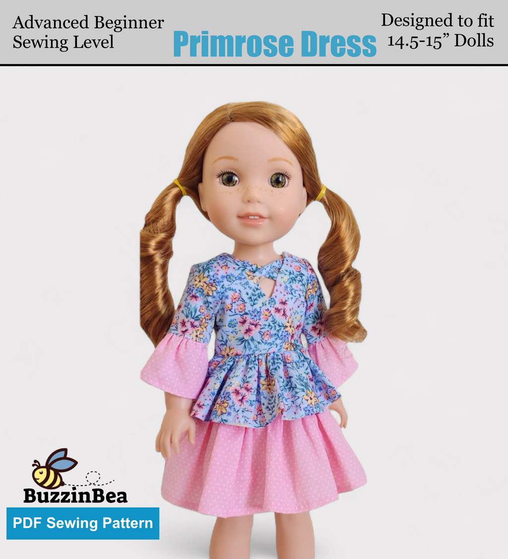 Primrose dress 14-inch doll clothes PDF sewing pattern