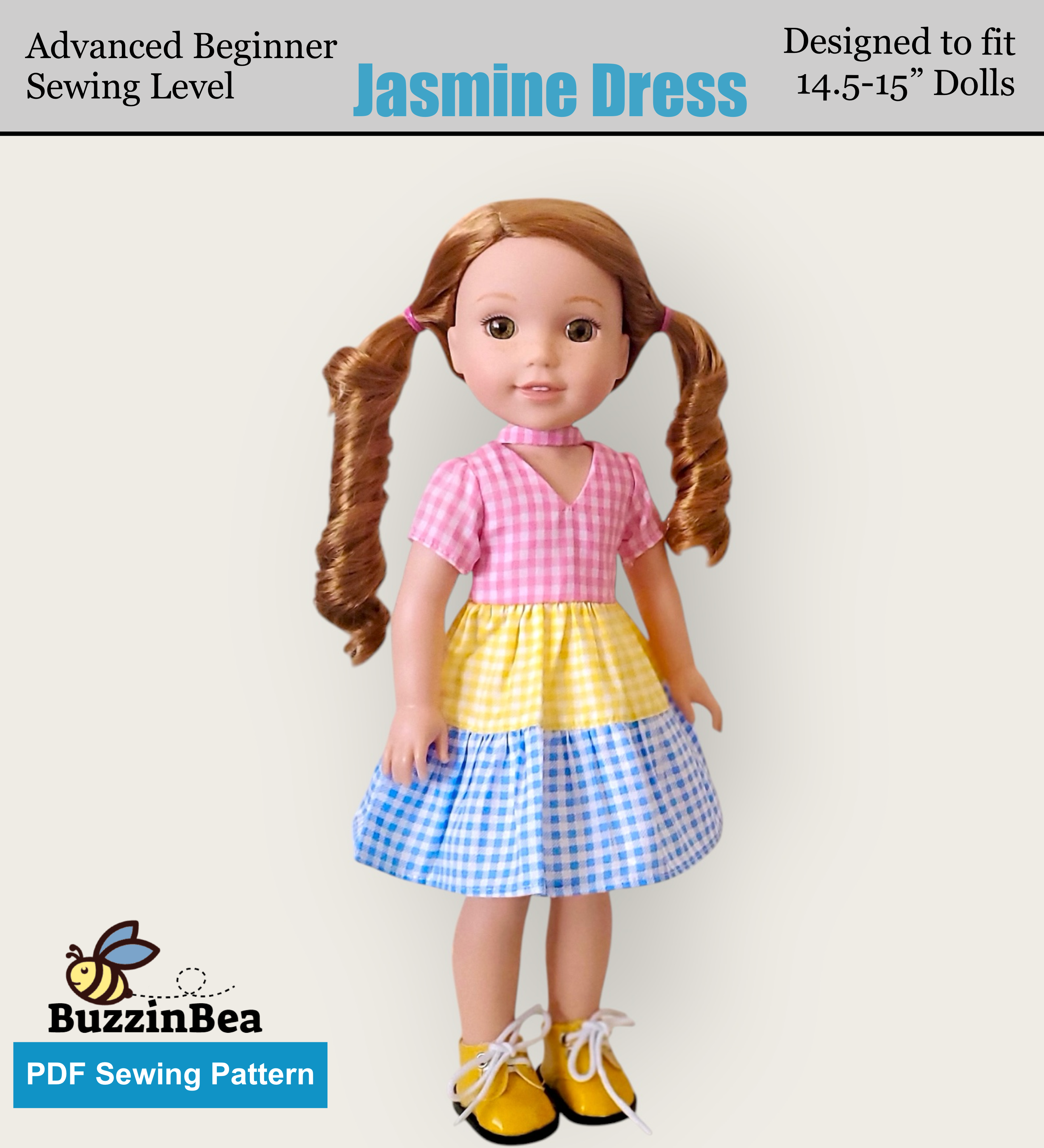 Jasmine Dress 14-inch doll clothes PDF sewing pattern