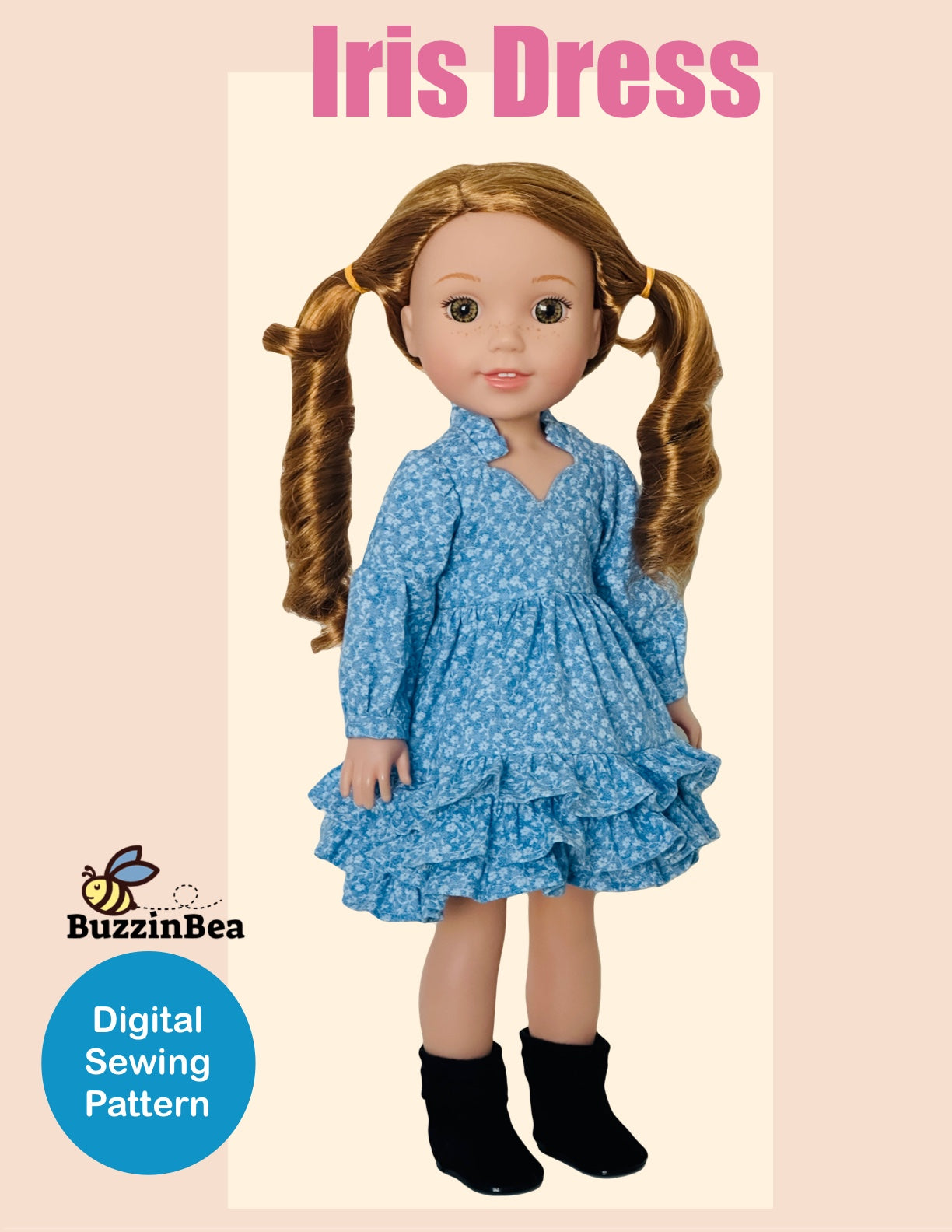 Iris Dress for 14-15-inch Dolls PDF Sewing Pattern