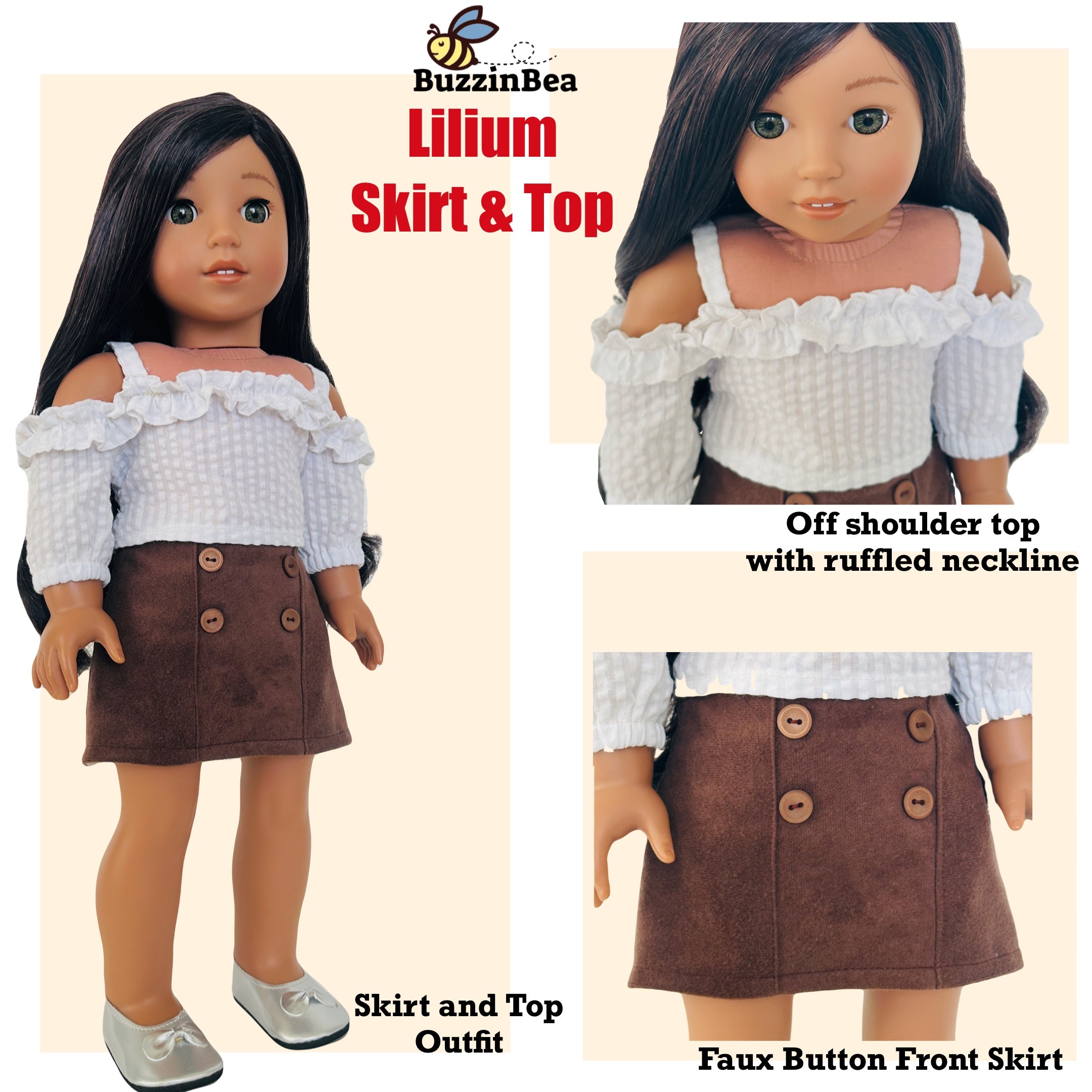 Lilium Skirt and Top for 18-inch Dolls PDF Sewing Pattern