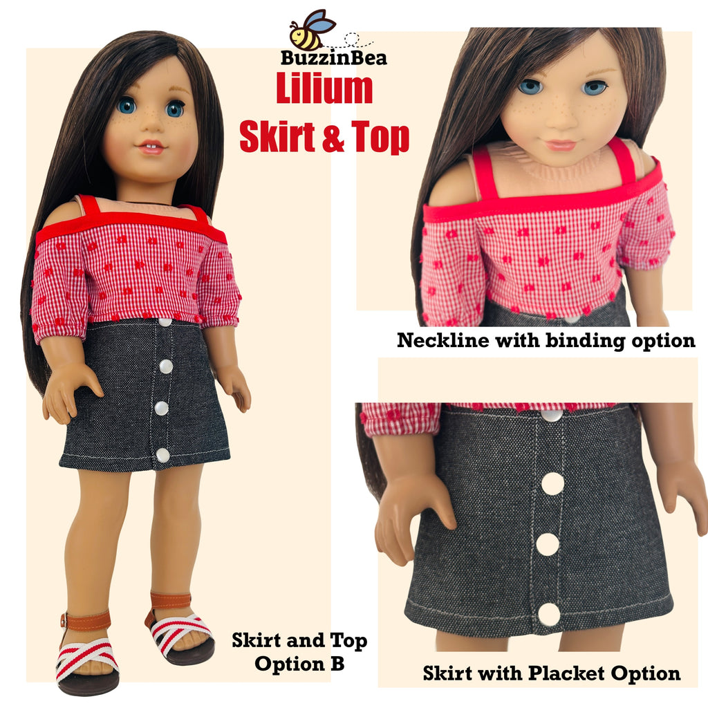 Lilium Skirt and Top for 18-inch Dolls PDF Sewing Pattern