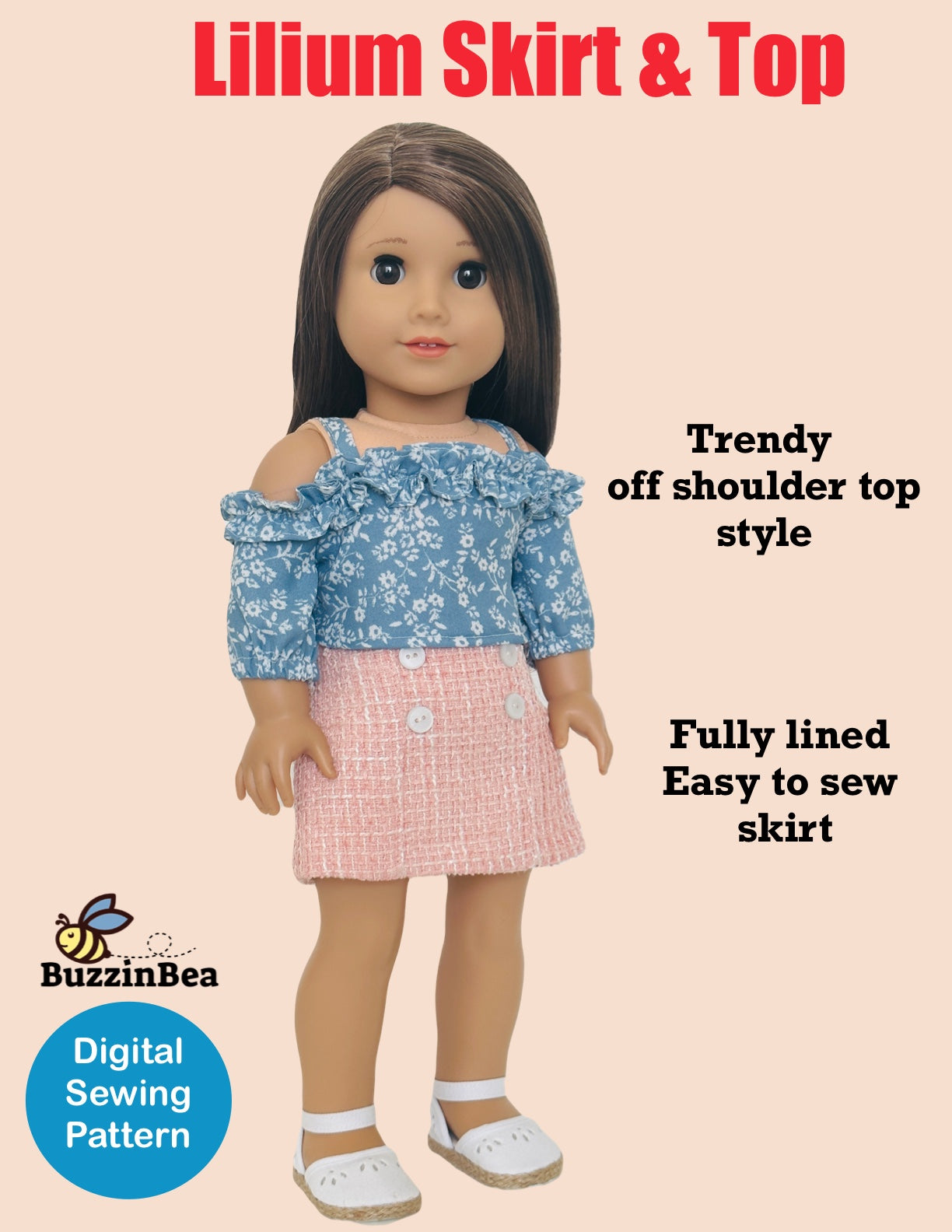 Lilium Skirt and Top for 18-inch Dolls PDF Sewing Pattern