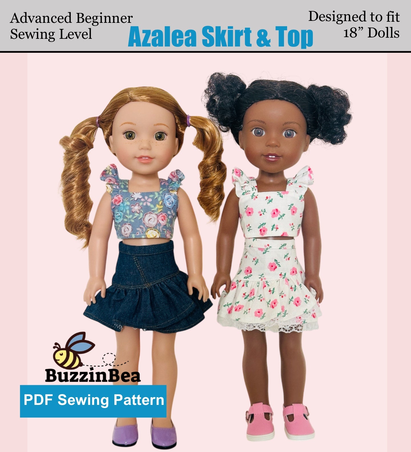 Azalea Skirt and Top for 14.5-inch Dolls PDF Sewing Pattern