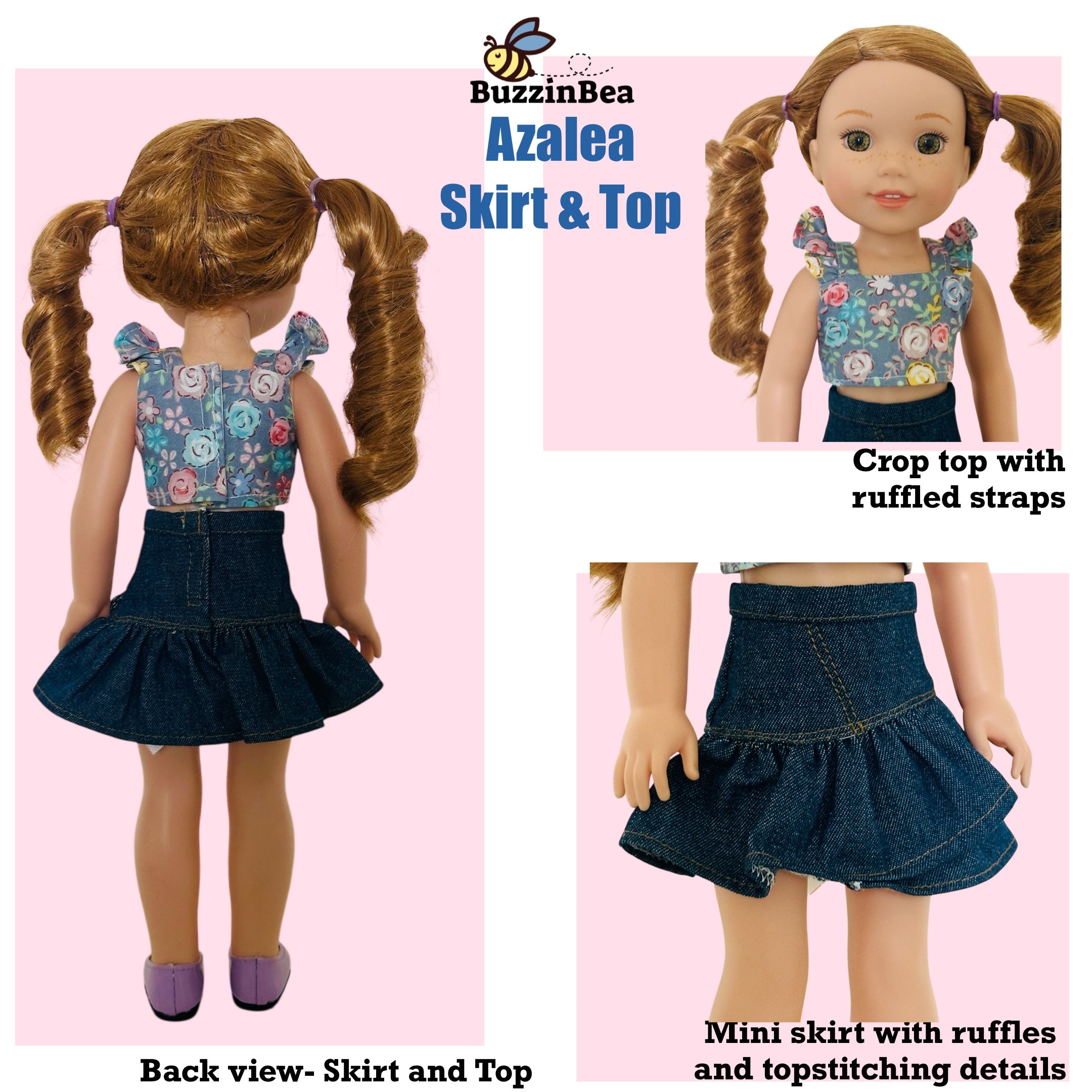 Azalea Skirt and Top for 14.5-inch Dolls PDF Sewing Pattern