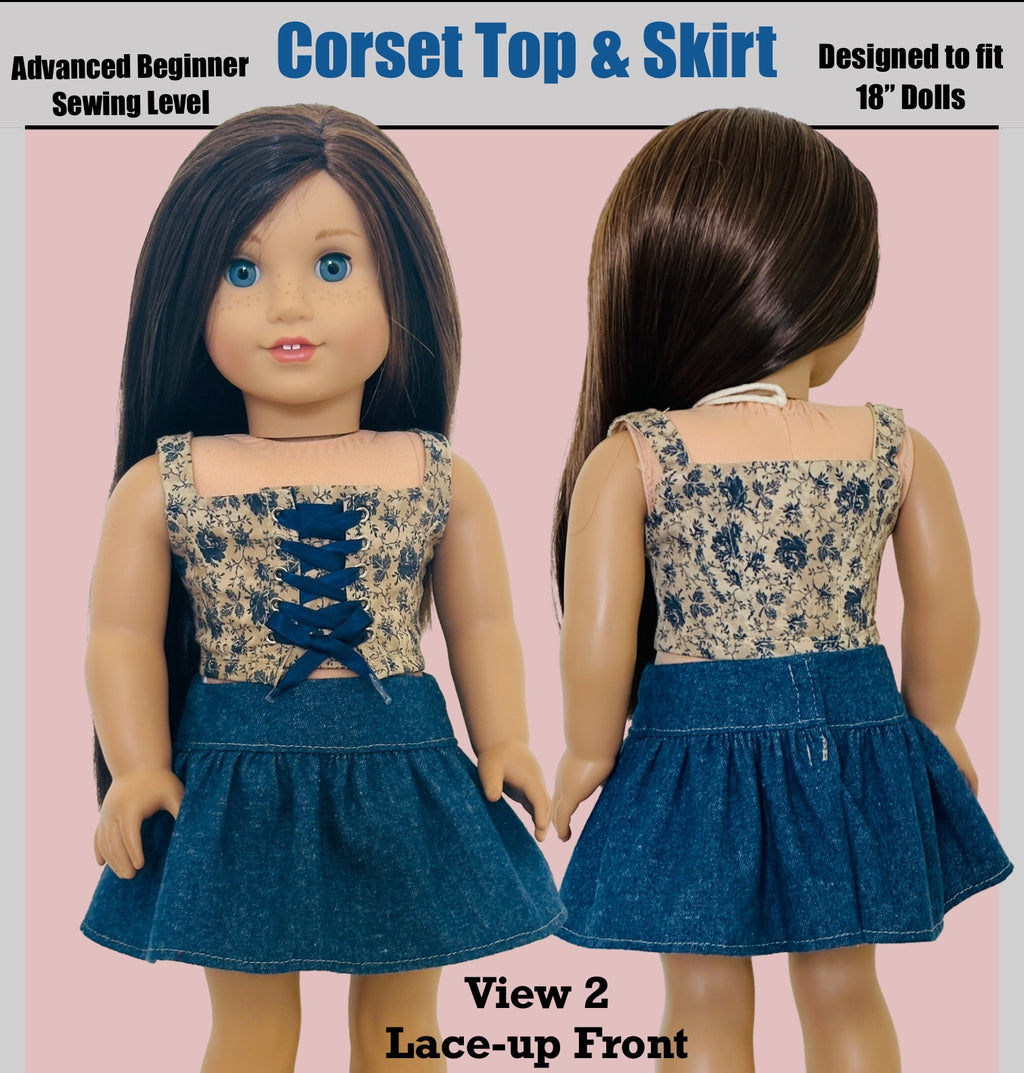 Corset Skirt and Top 18-inch doll clothes PDF sewing pattern