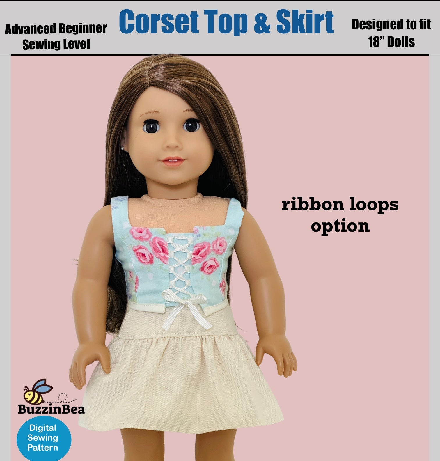 Corset Skirt and Top 18-inch doll clothes PDF sewing pattern