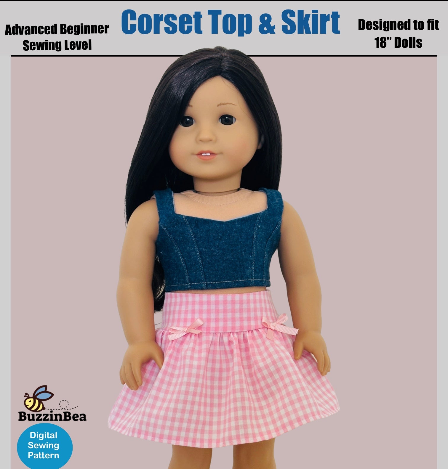 Corset Skirt and Top 18-inch doll clothes PDF sewing pattern