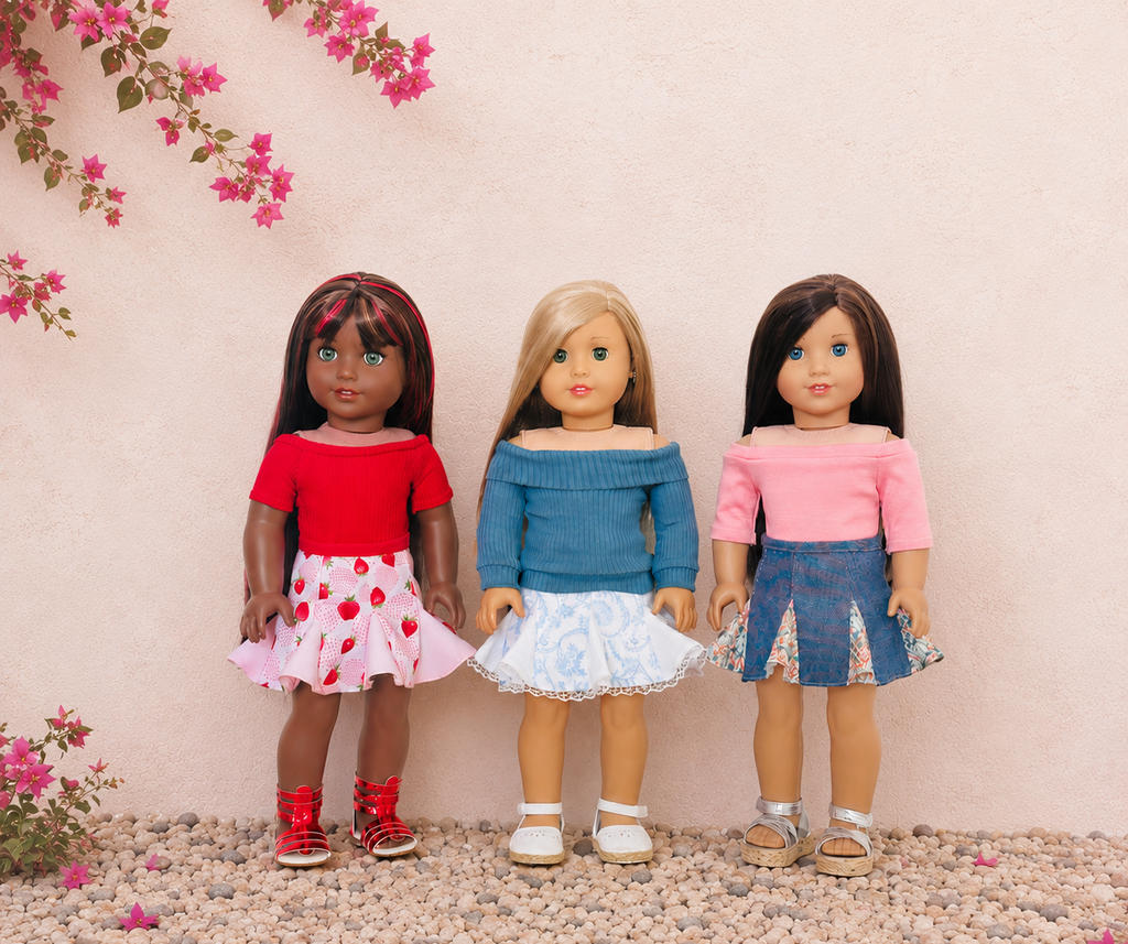 Godet Skirt and Top 18-inch doll clothes PDF sewing pattern