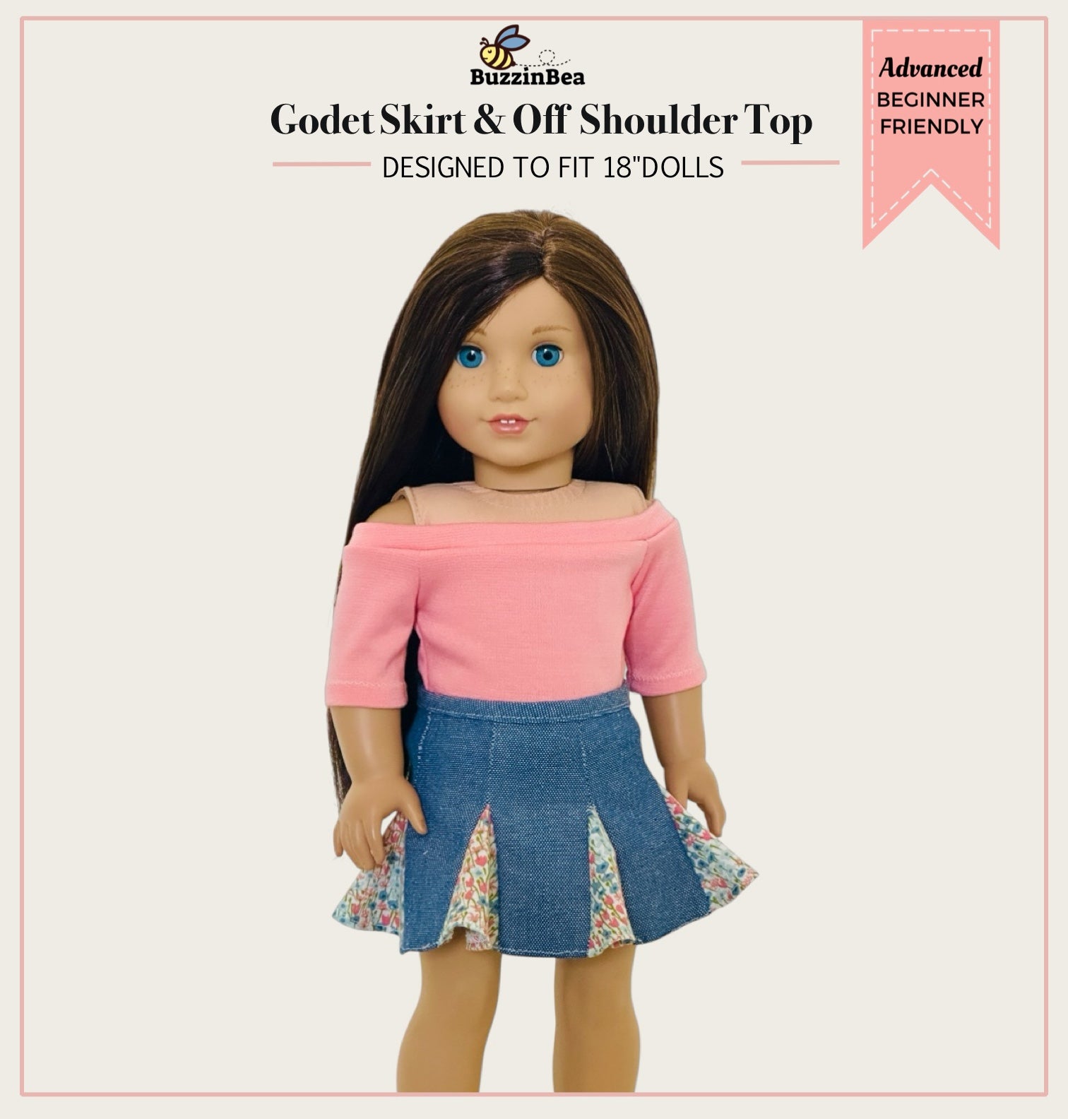 Godet Skirt and Top 18-inch doll clothes PDF sewing pattern