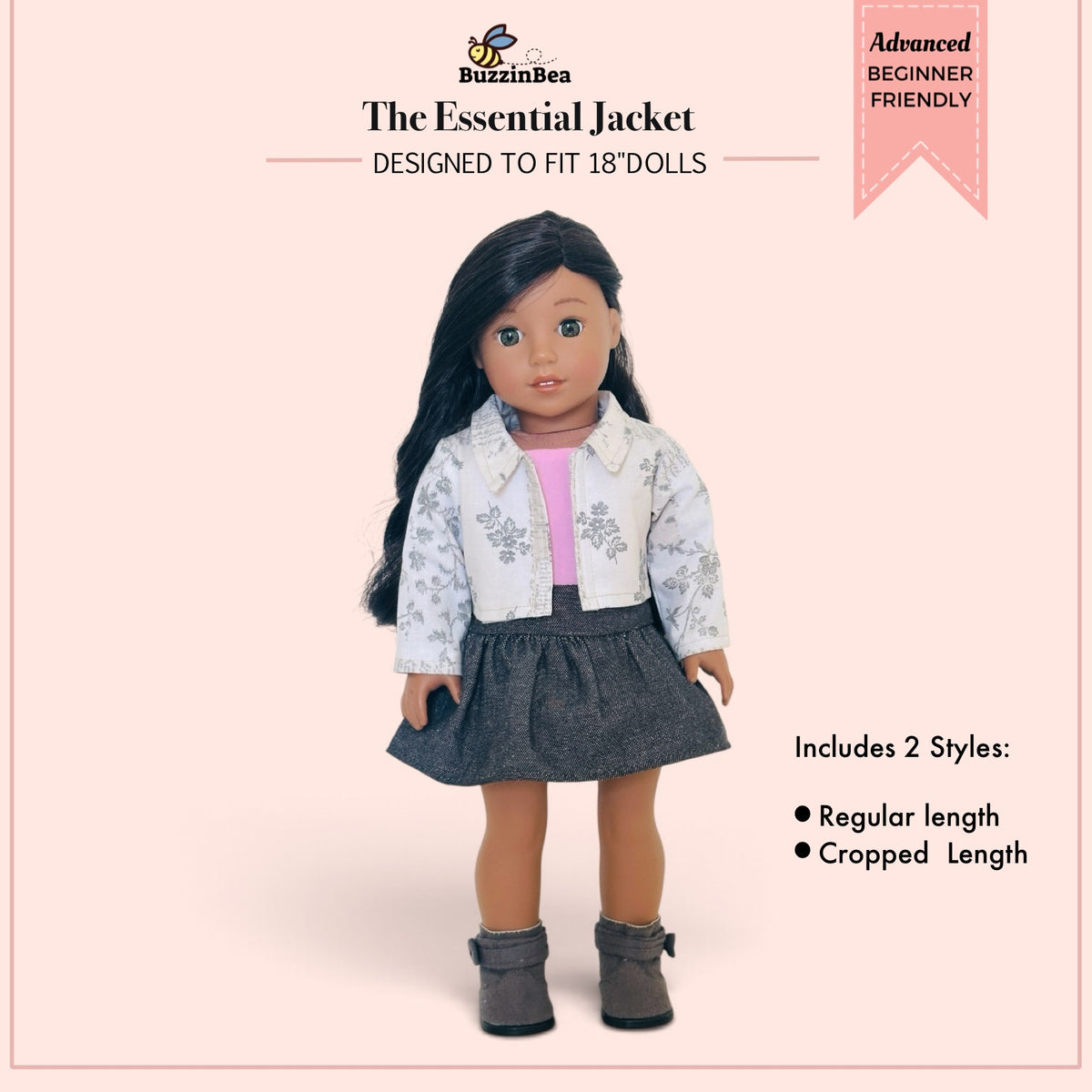 The Essential Jacket for 18-inch doll clothes PDF sewing pattern