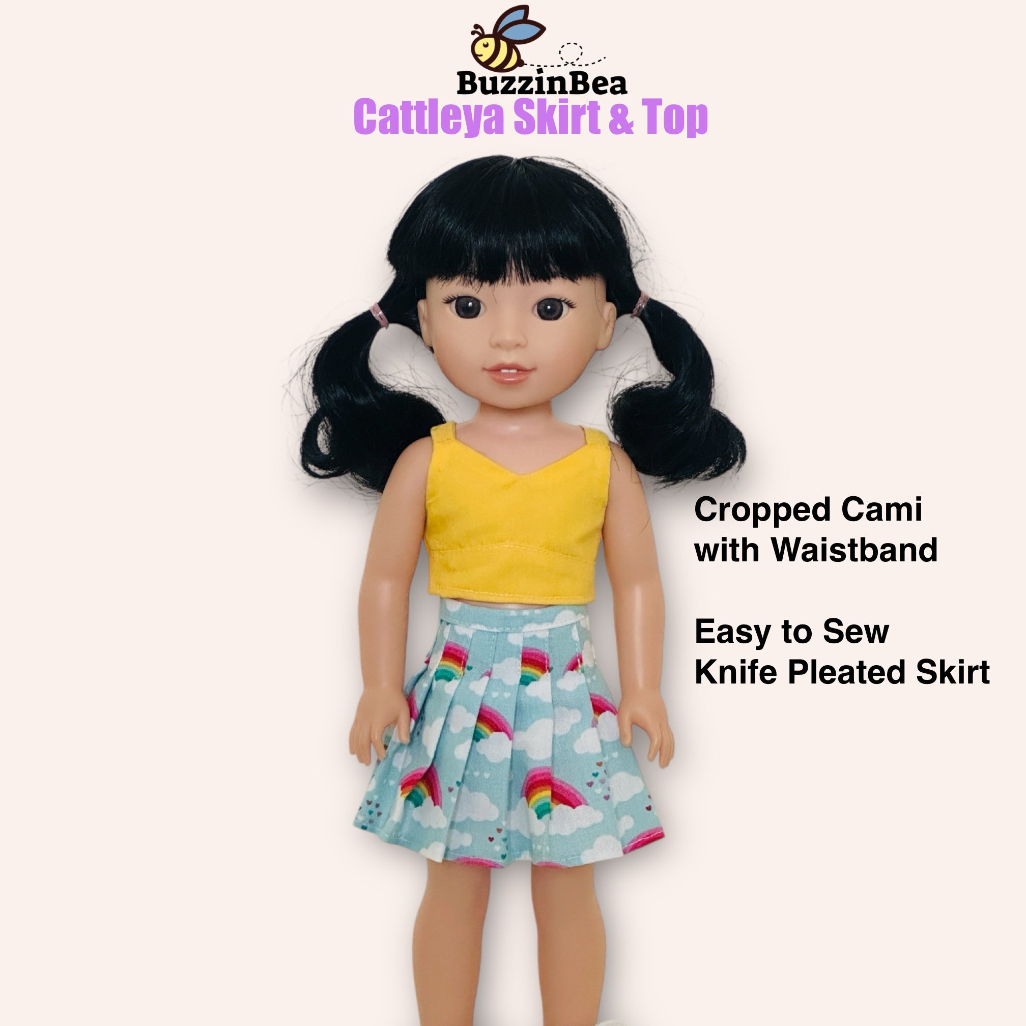 Cattleya Skirt and Top for 14-15-inch doll clothes PDF sewing pattern