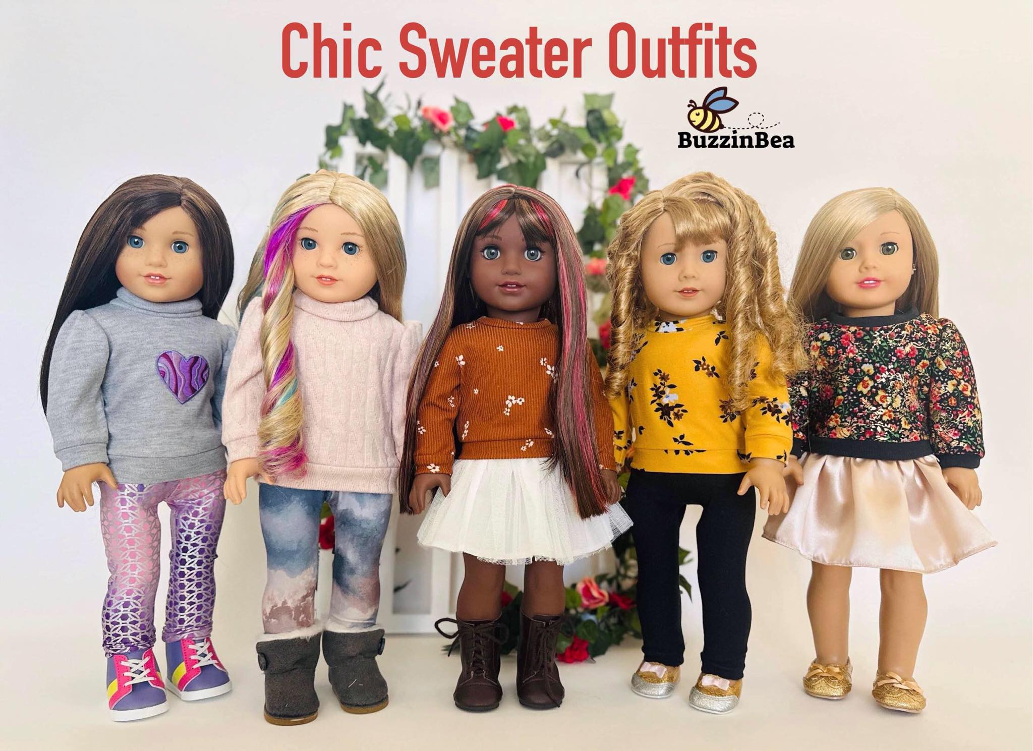Chic Sweater Bundle for  18-inch Dolls Digital PDF Sewing Pattern