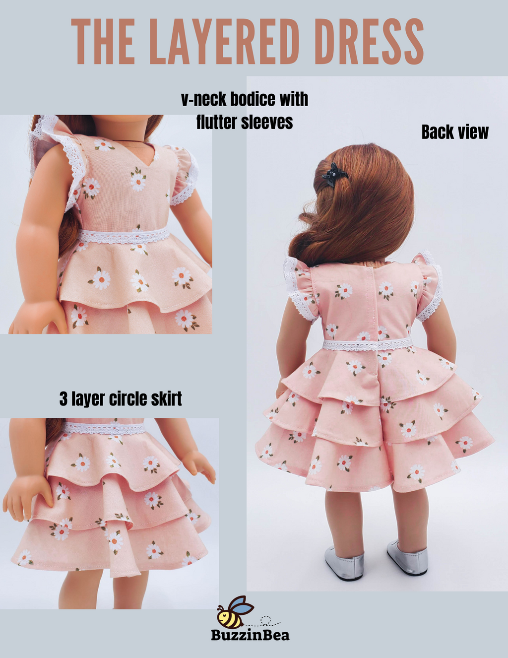 Layered Dress for 18-inch Dolls PDF Sewing Pattern