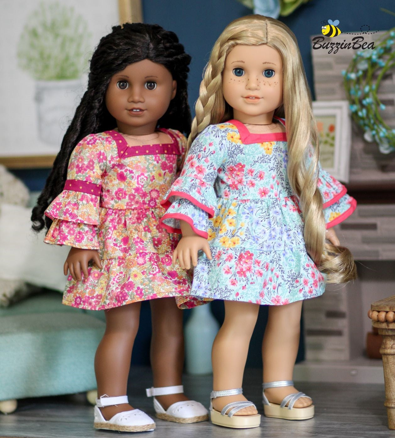 Camellia dress 18-inch doll clothes PDF sewing pattern