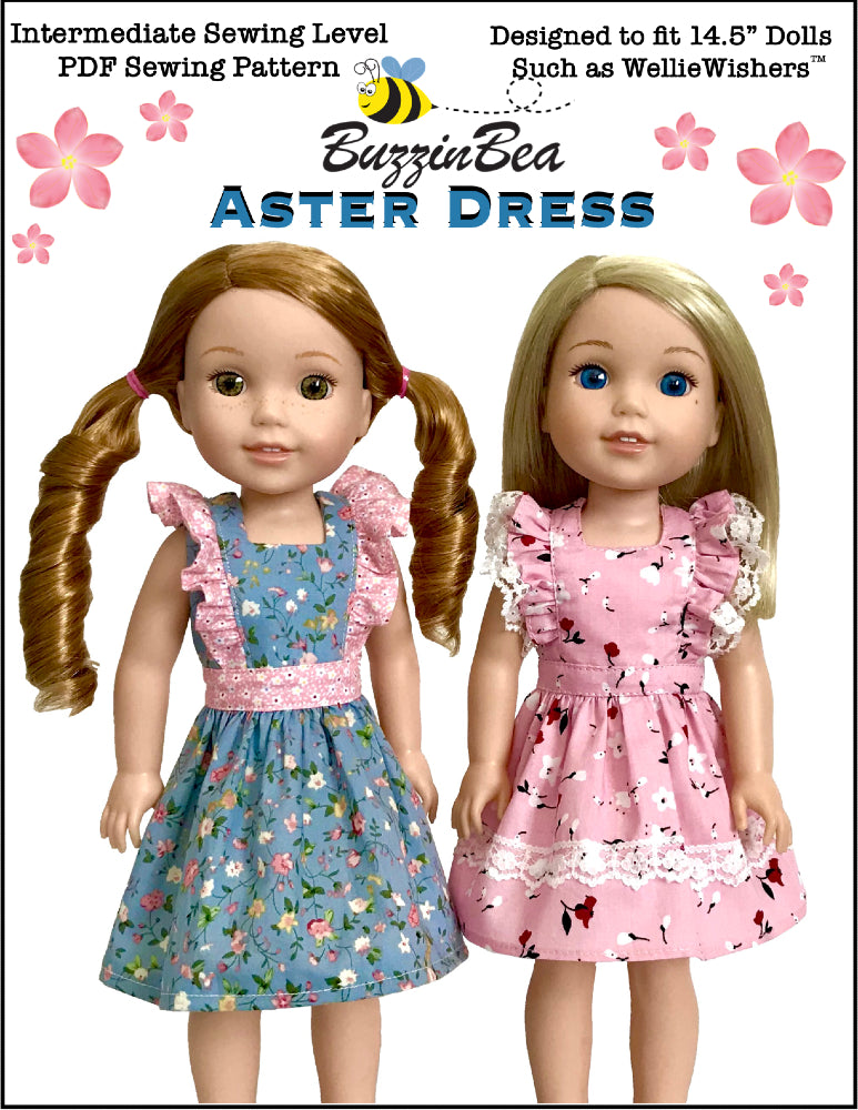 Aster dress 14-inch doll clothes PDF sewing pattern
